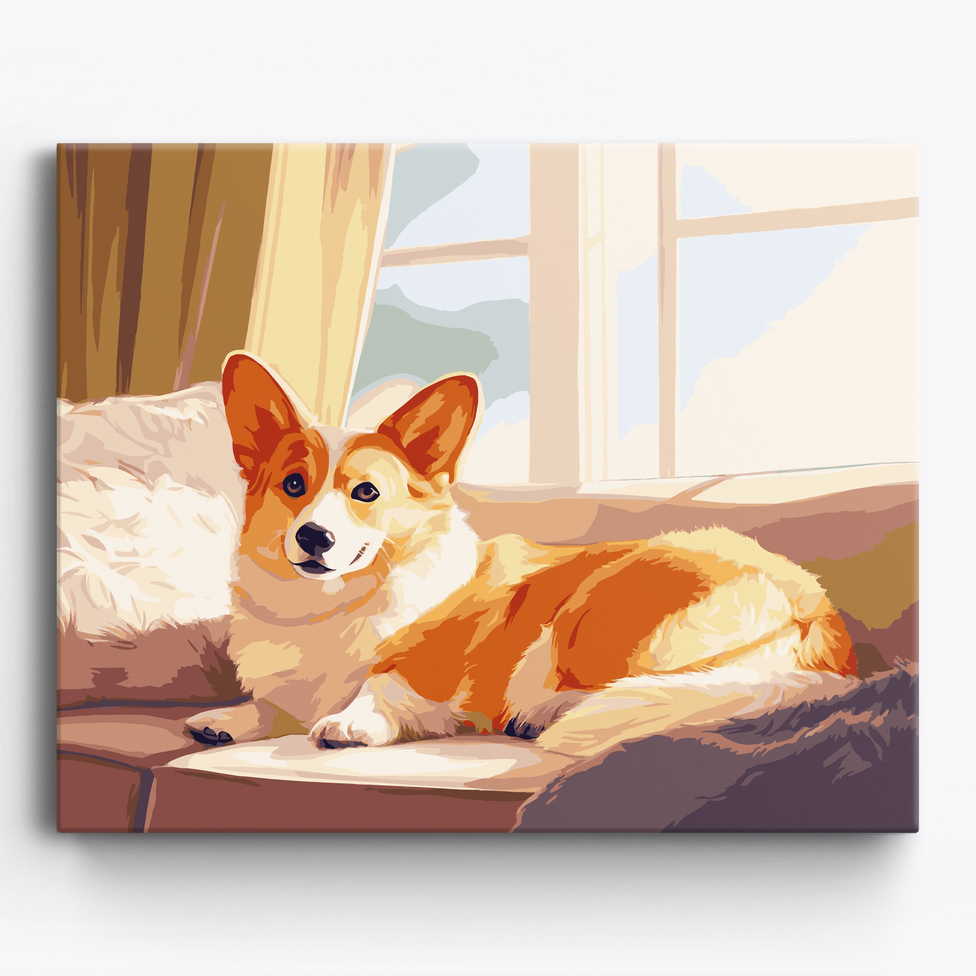 Cozy Corgi Framed / 50x40cm