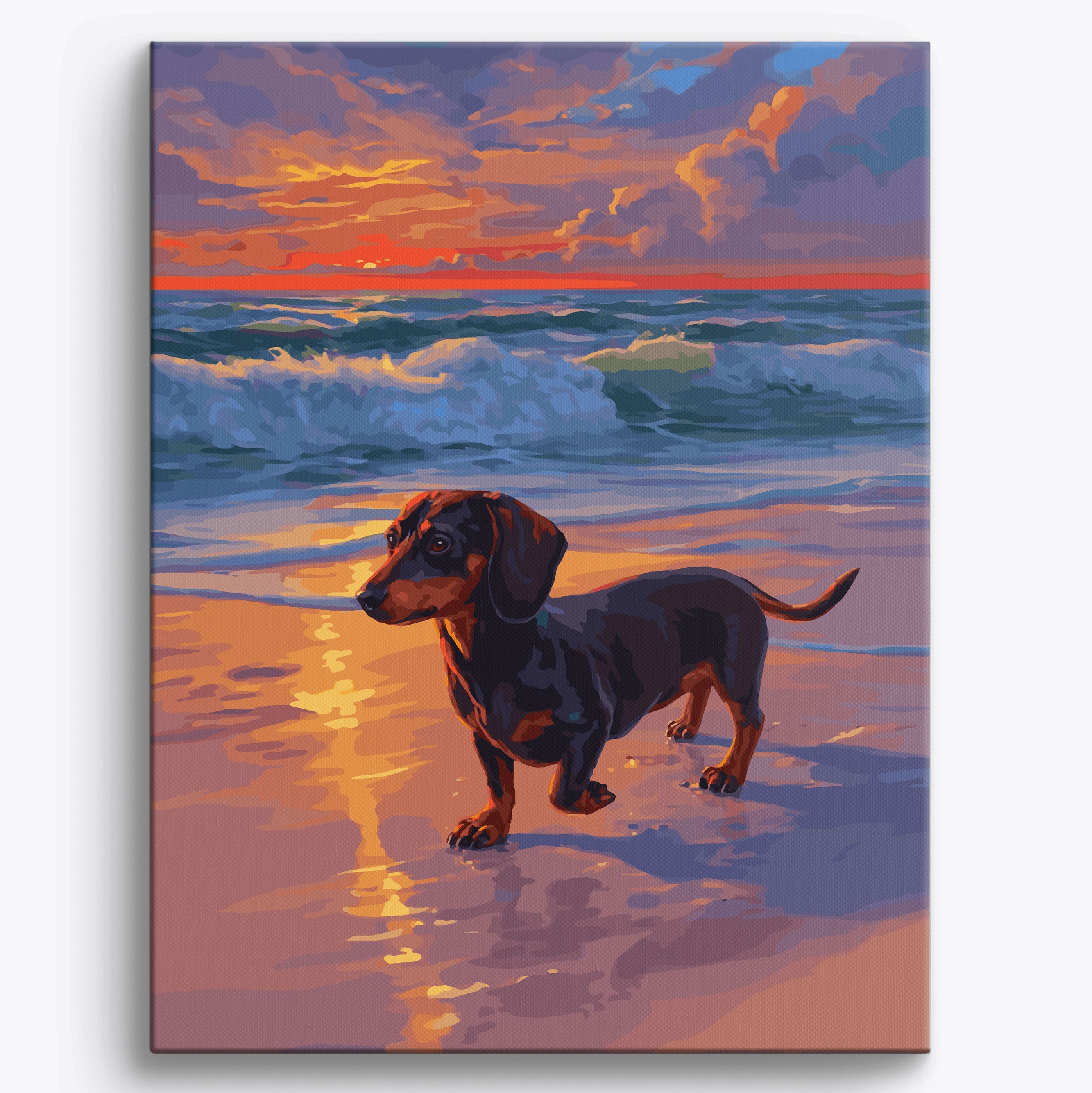 Sunset Dachshund Framed / 40x50cm