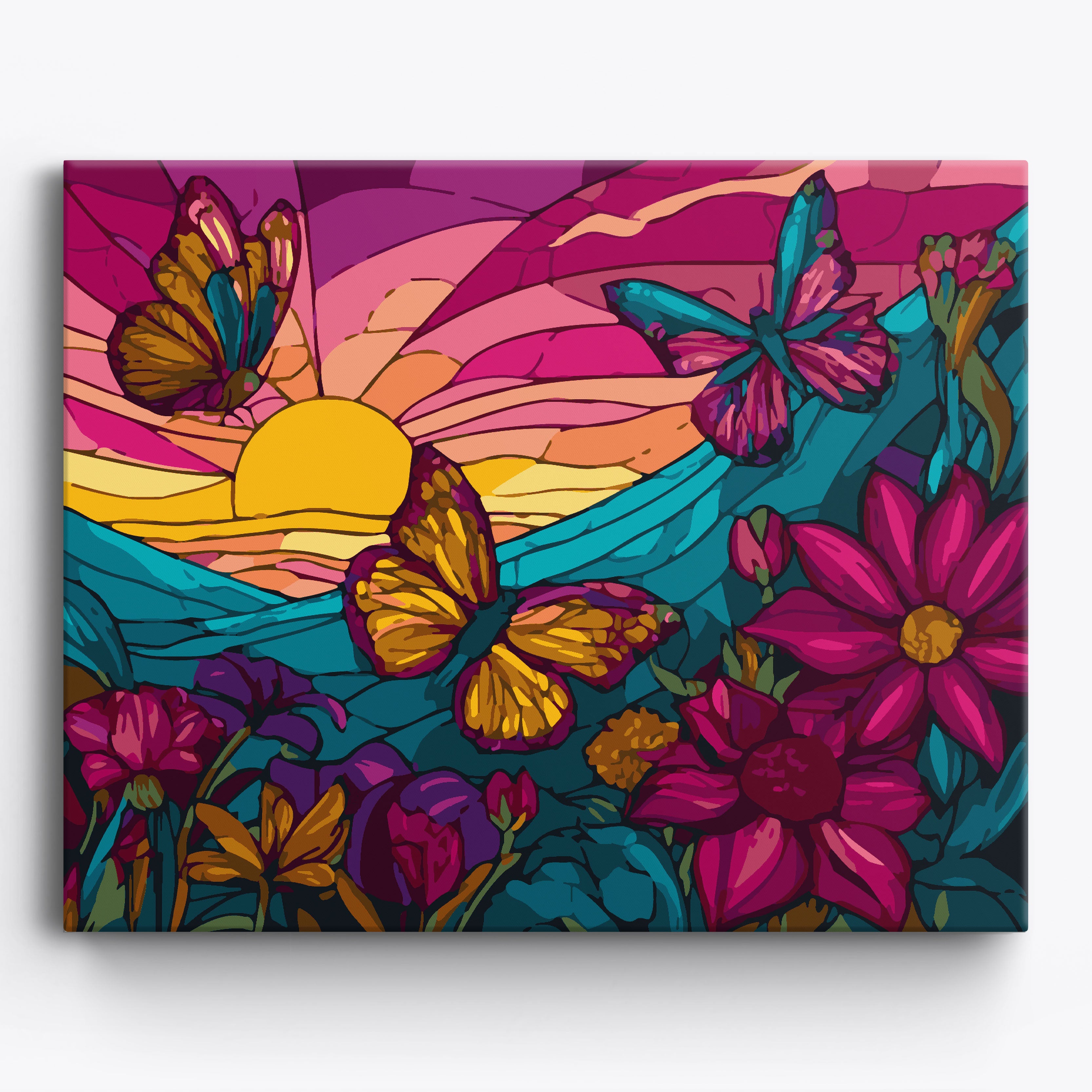 Colorful Butterfly Glass Framed / 50x40cm