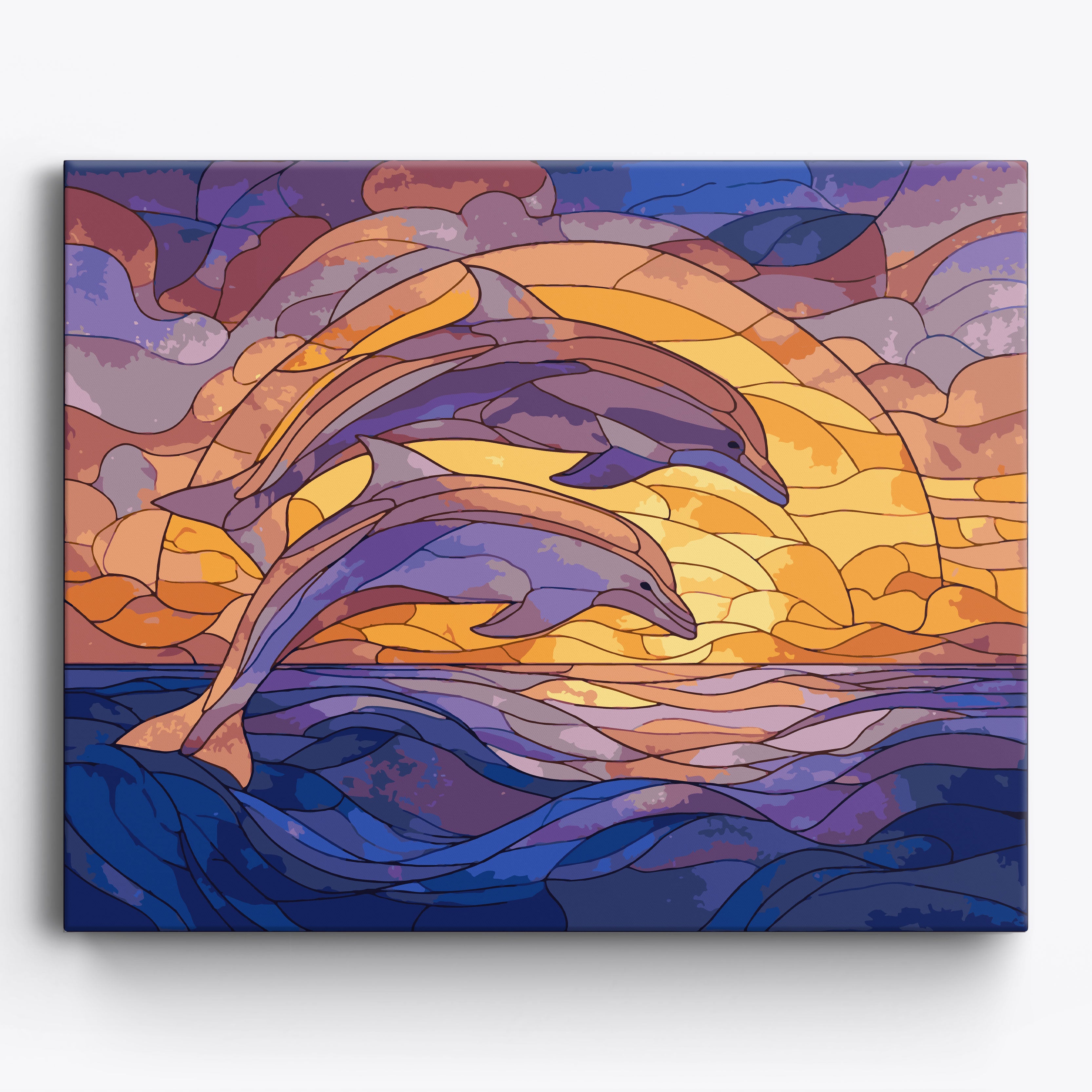 Sunset Dolphins No Frame / 50x40cm