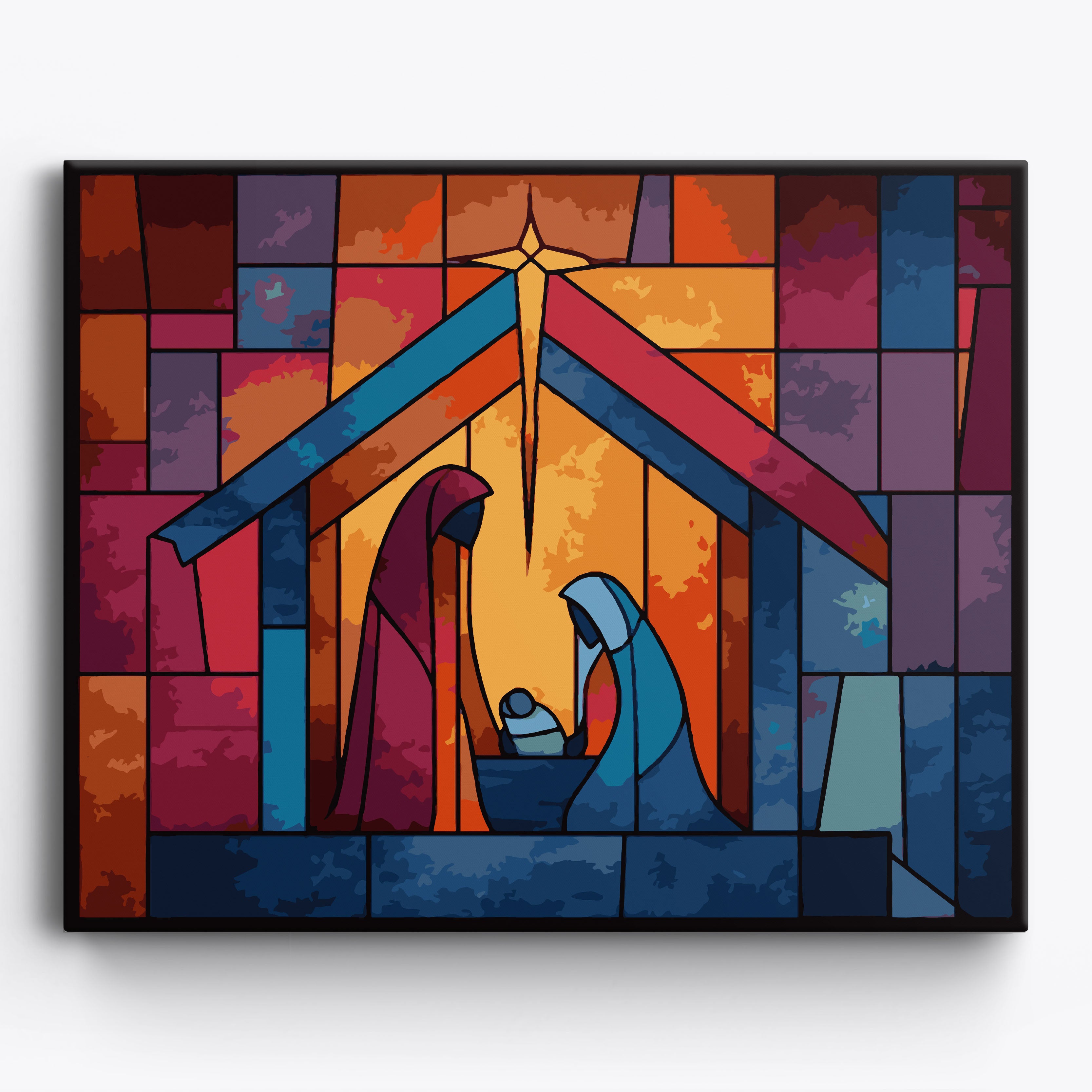 Stainedglass Nativity No Frame / 50x40cm