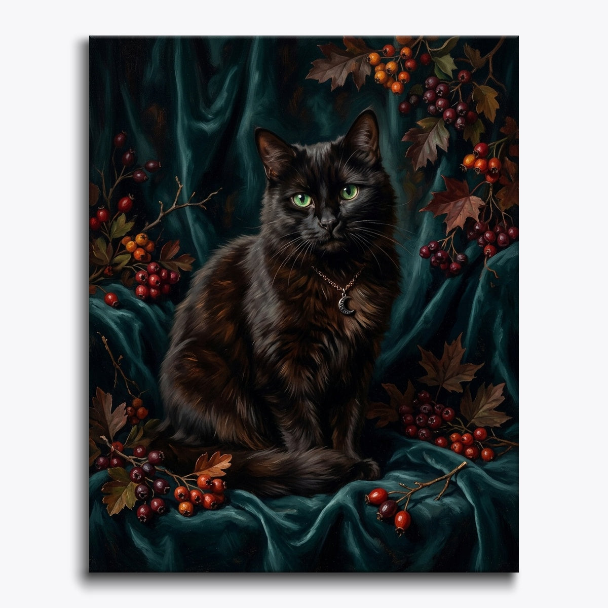 Black Cat With Crescent Charm