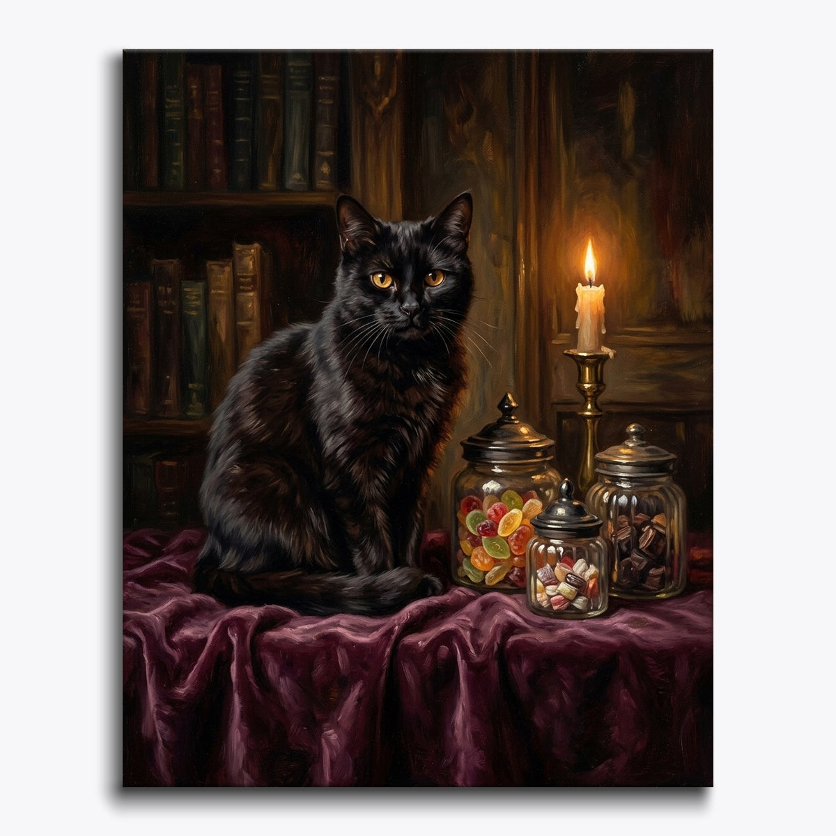 Black Cat Beside Candy Jars