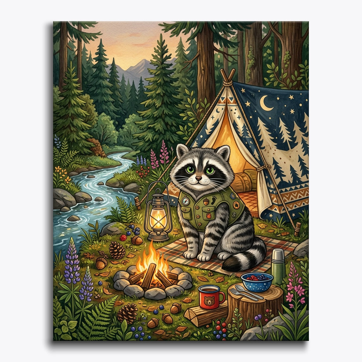 Raccoon Camper Cat