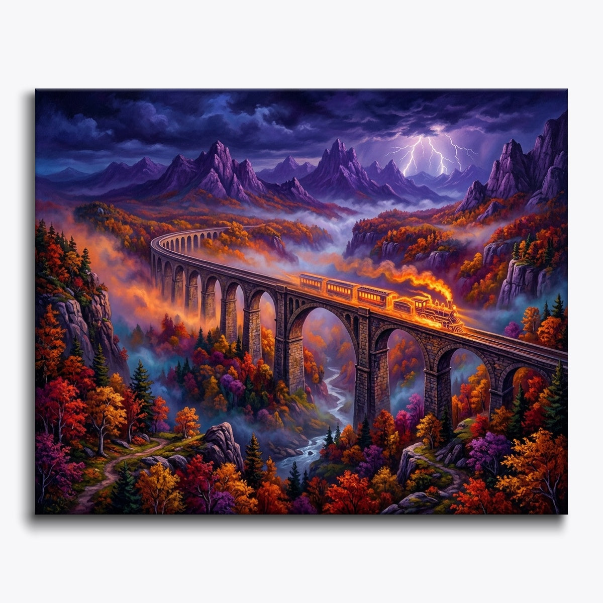 Ghost Train Over Foggy Gorge