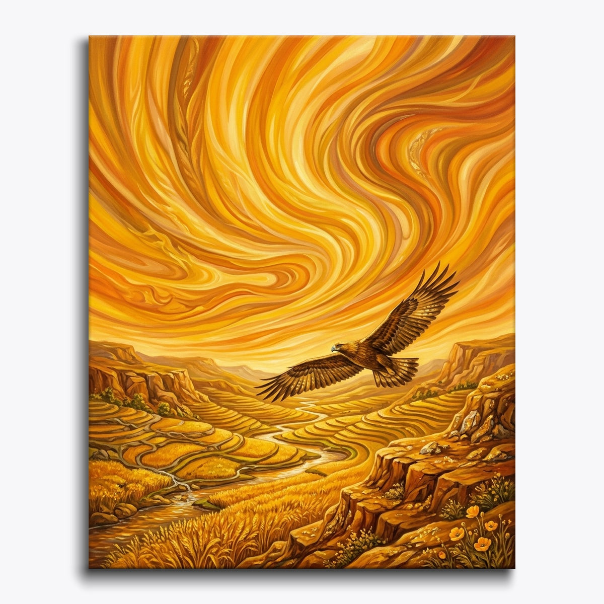 Eagle Through Amber Skies