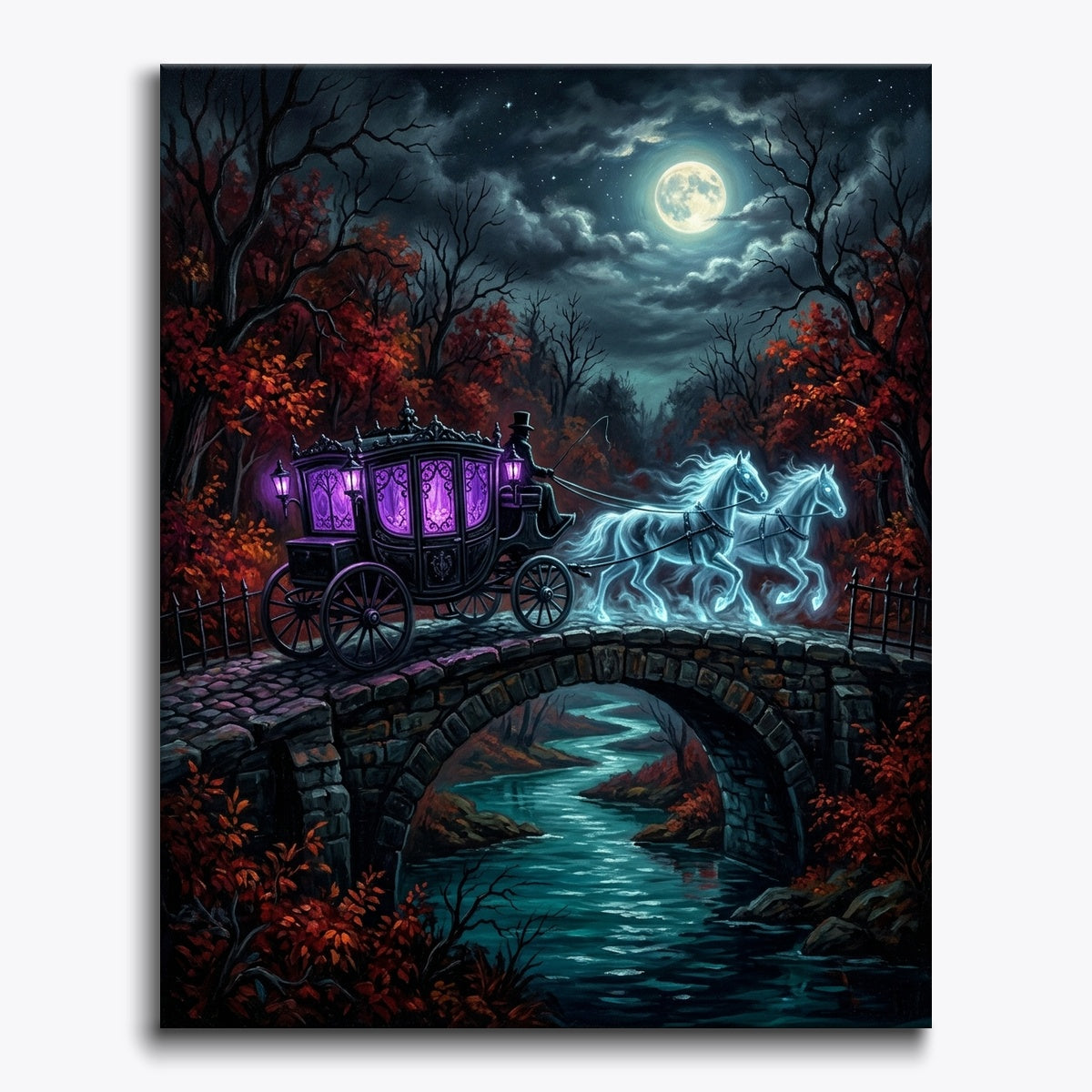 Spectral Horses On Moonlit Bridge