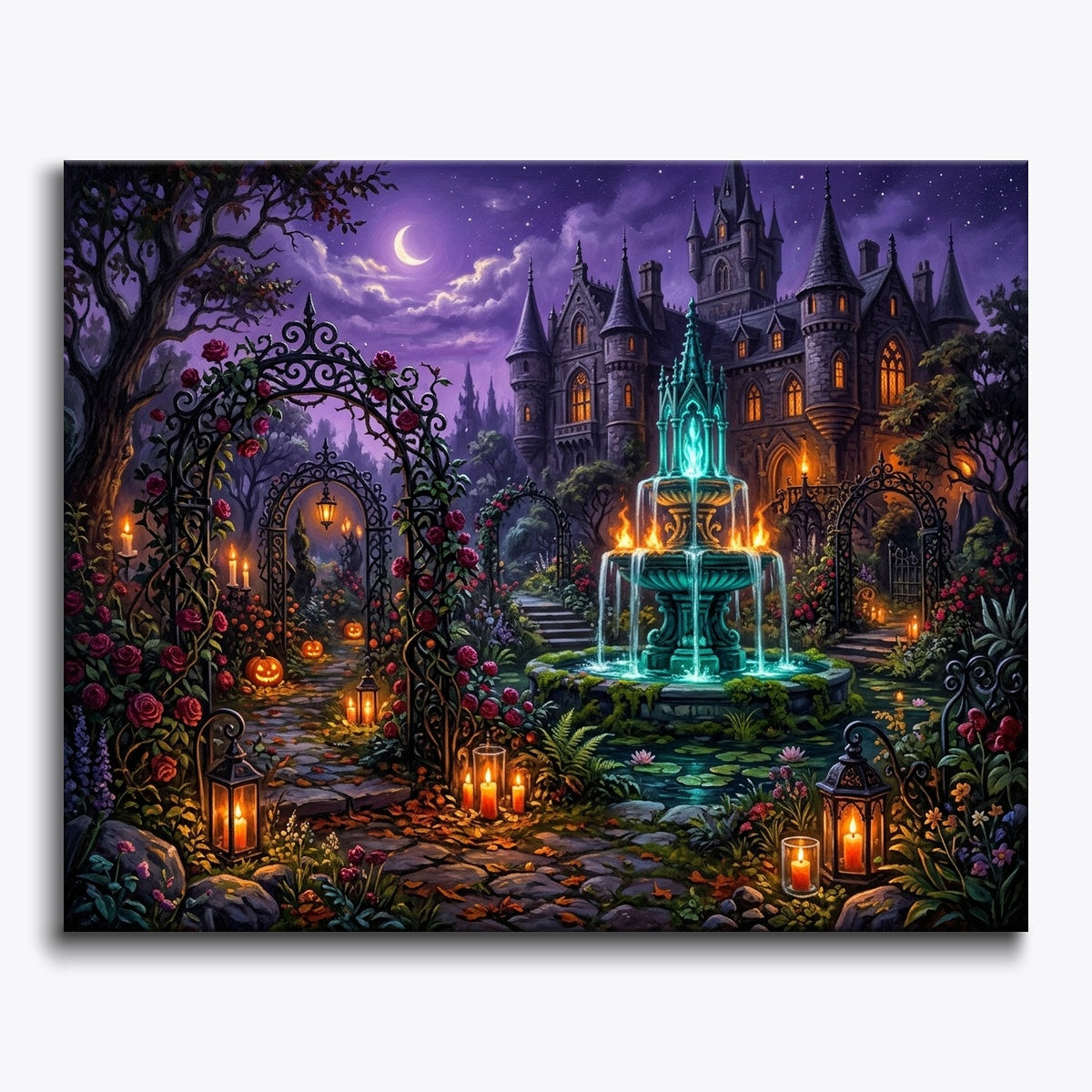 Haunted Castle Garden At Night