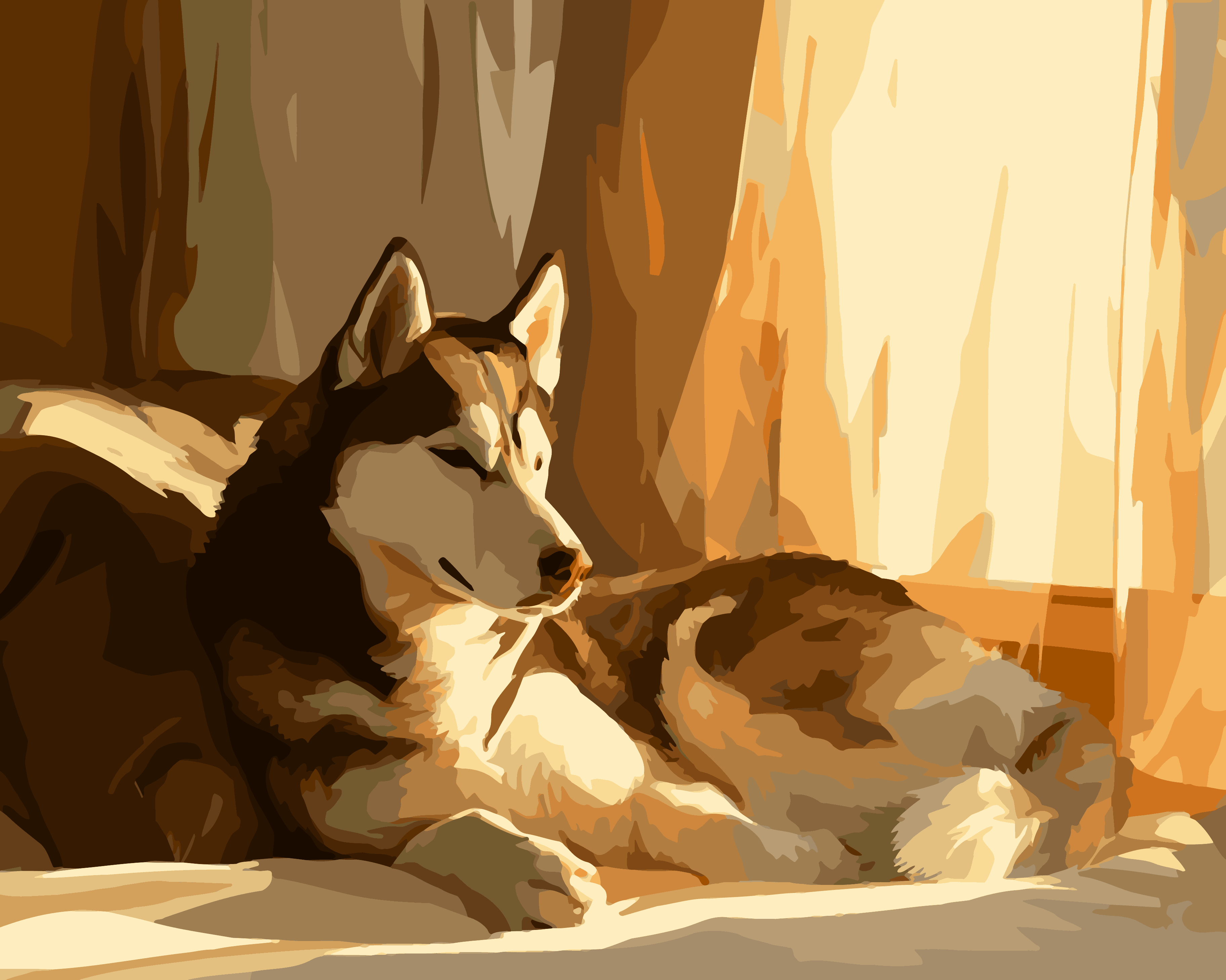 Sleepy Siberian Husky