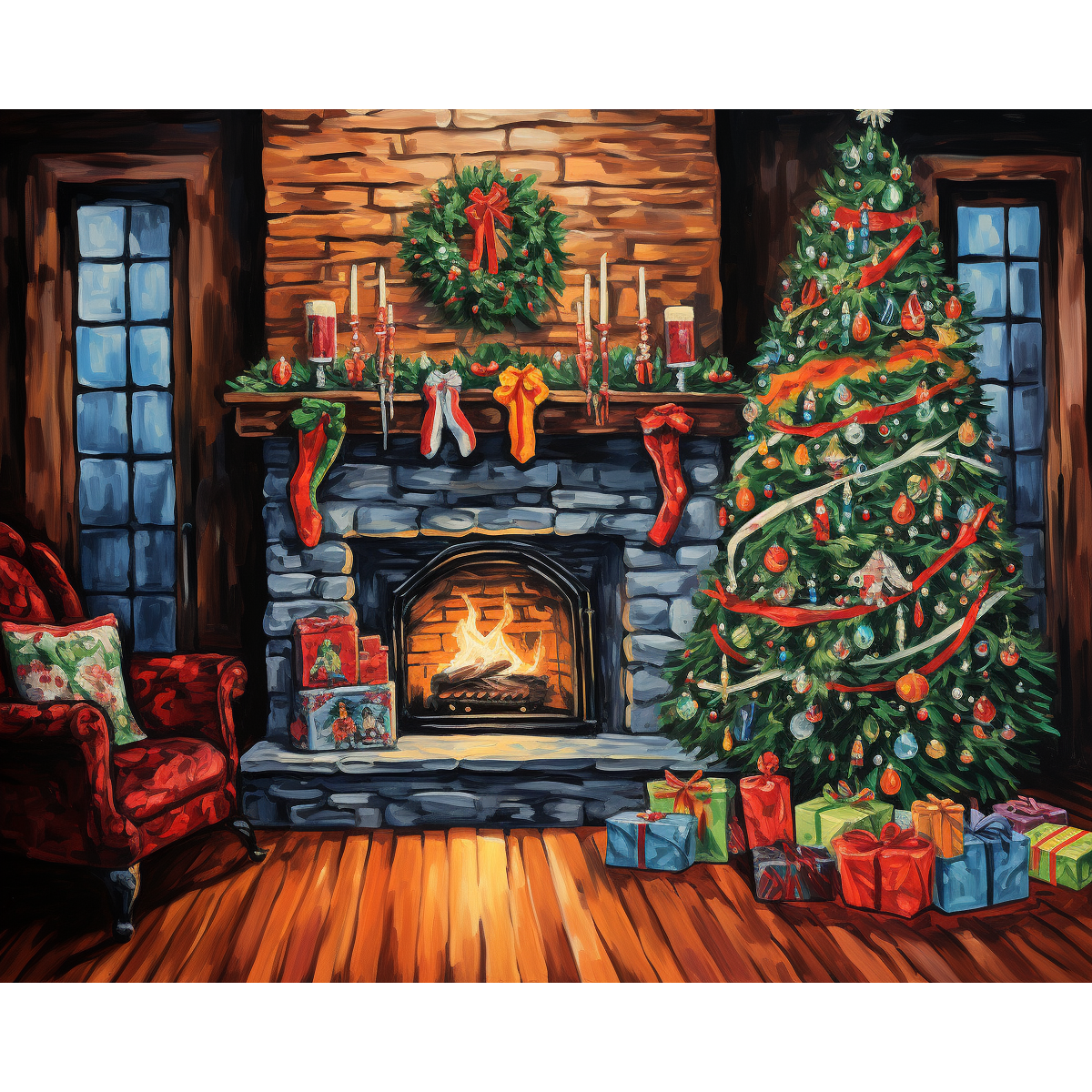Albero di Natale a luce di fuoco