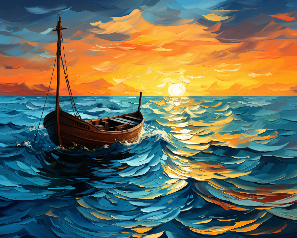 Viaggio al tramonto sull'oceano
