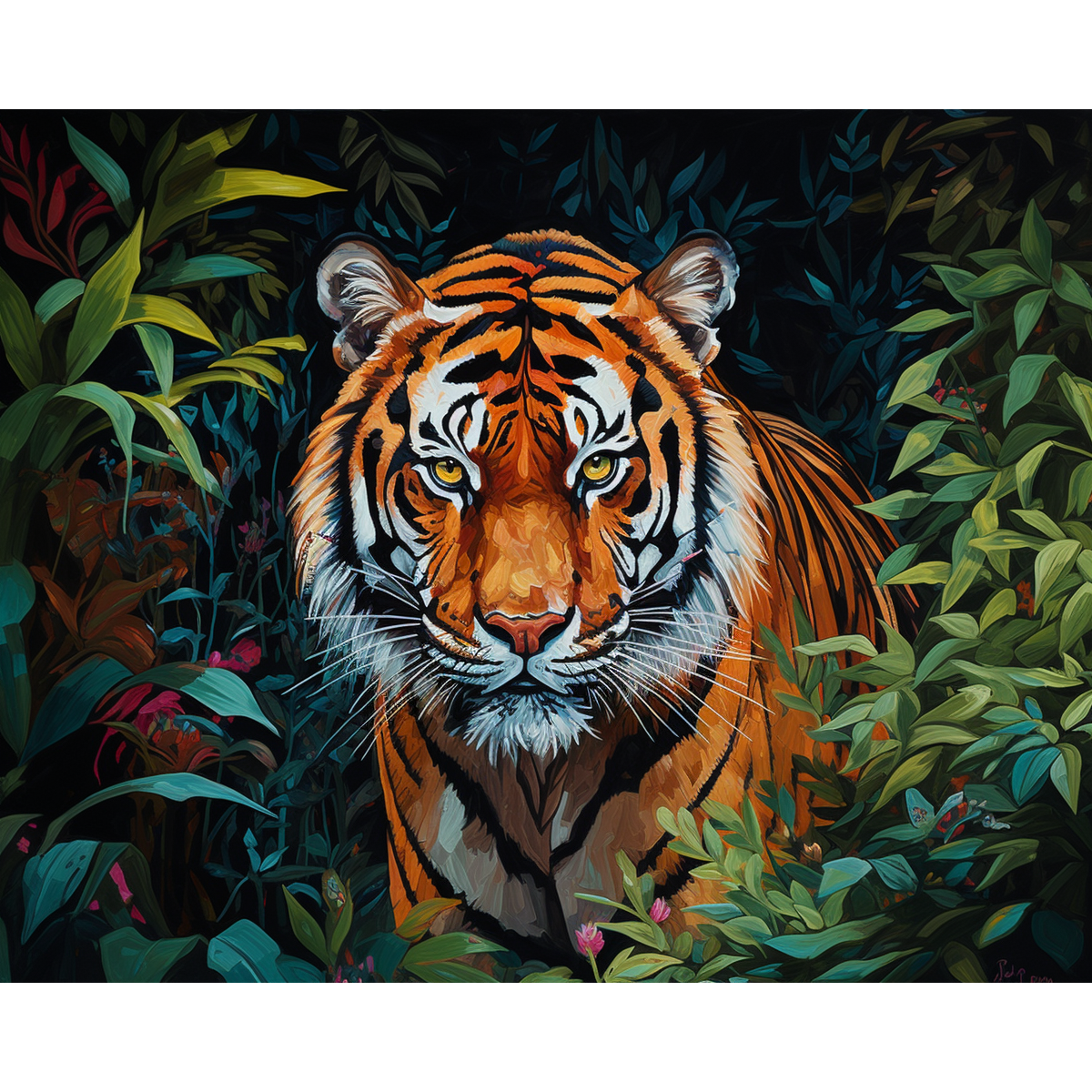 Tigre nel fogliame