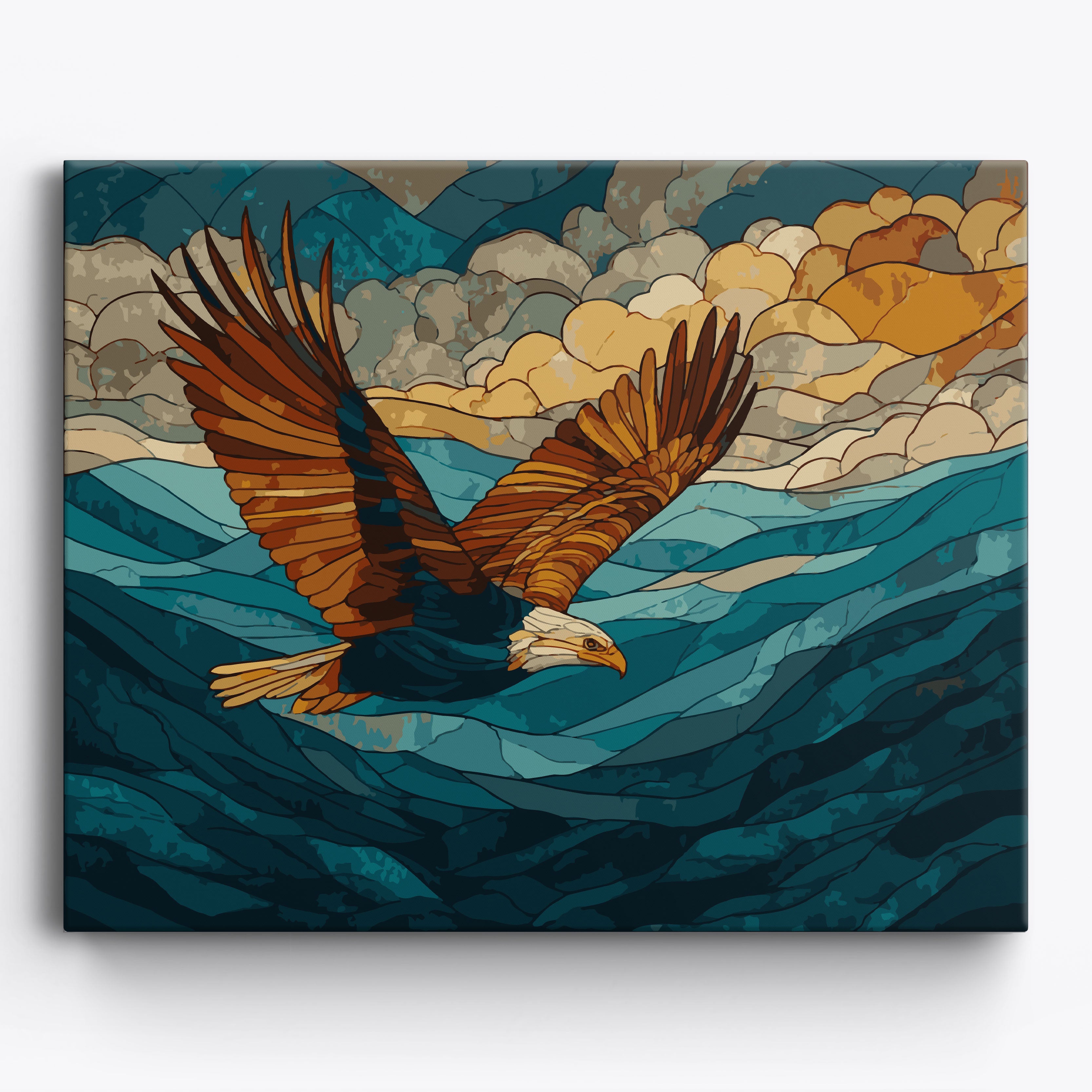 Glass Eagle Framed / 50x40cm