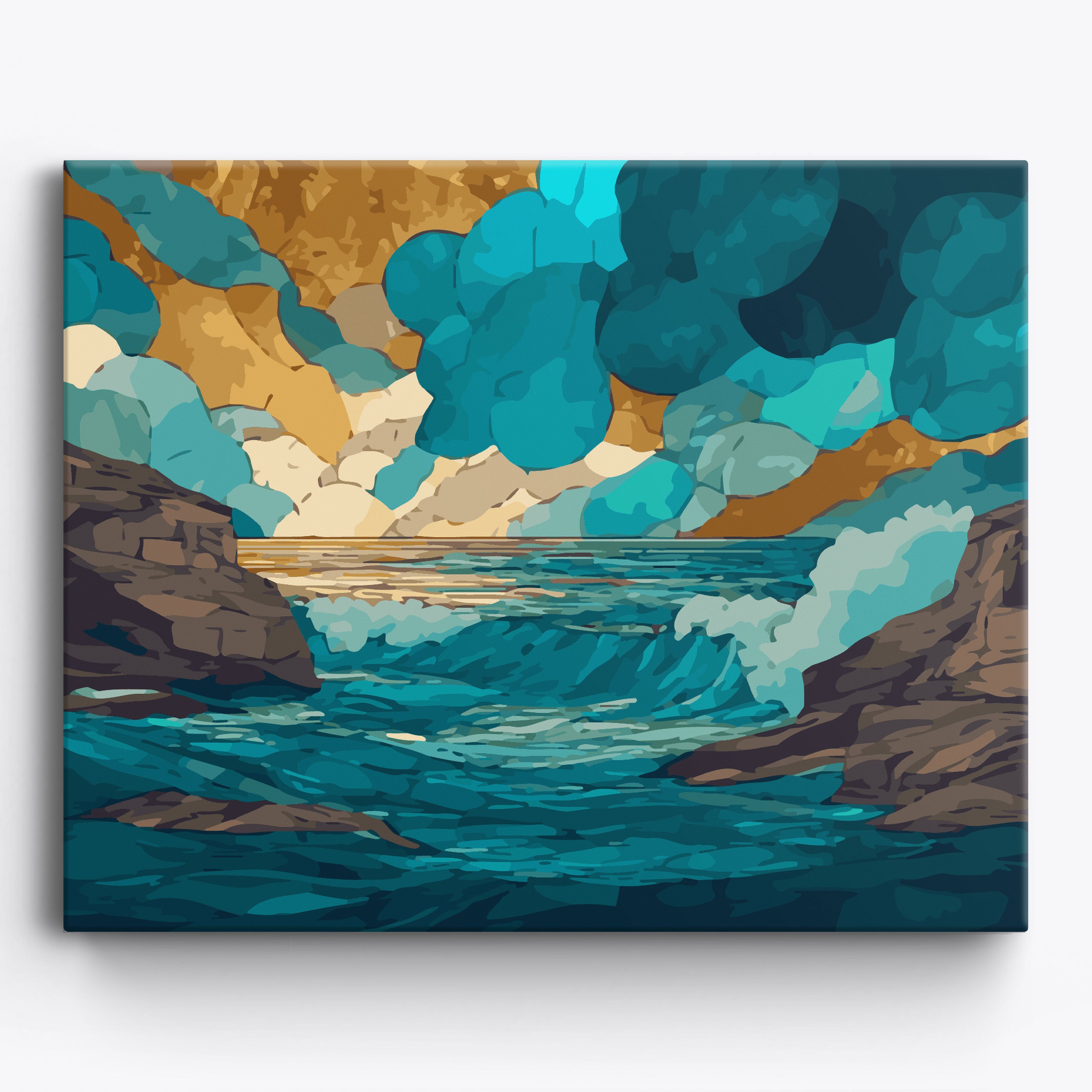 Geometric Ocean Framed / 50x40cm