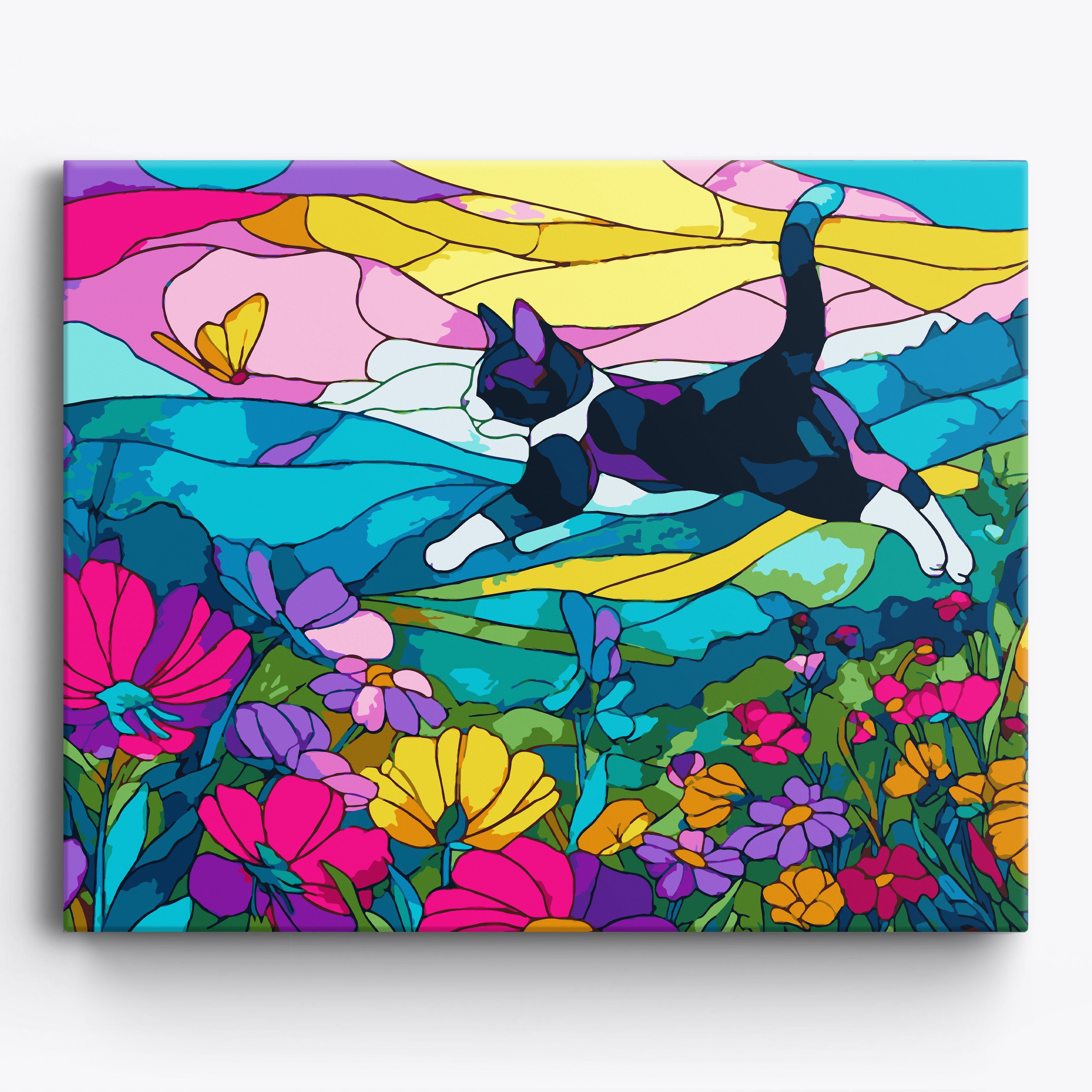 Playful Kitty Prisms Framed / 50x40cm