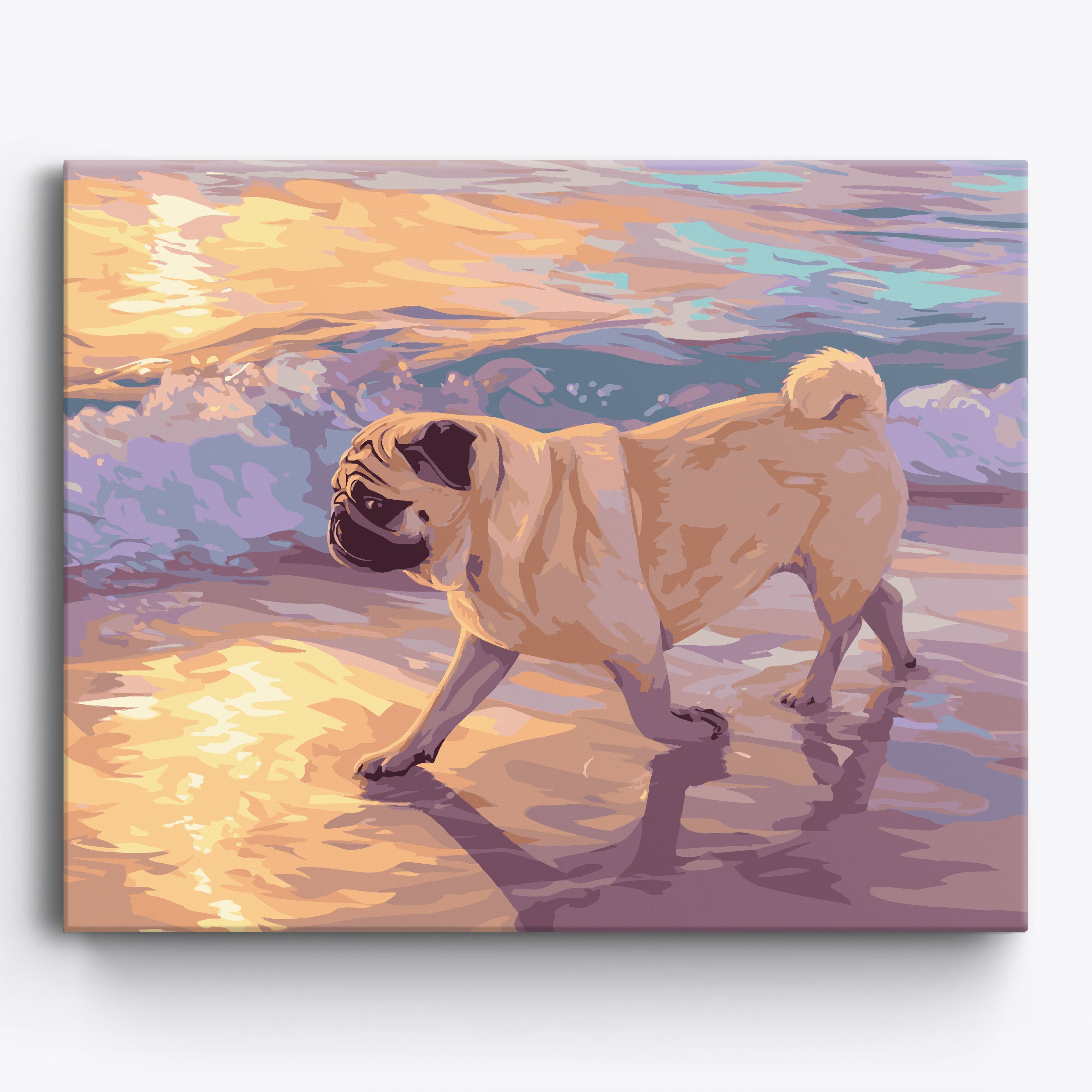 Beach Dwelling Pug Framed / 50x40cm