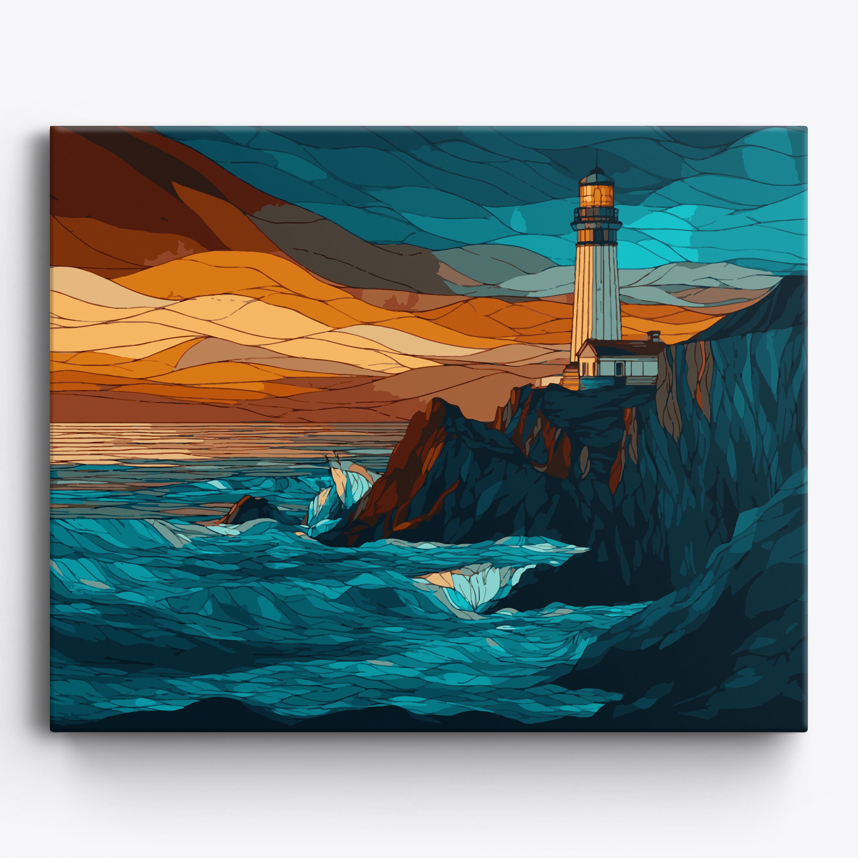 Glass Lighthouse Cliff Framed / 50x40cm