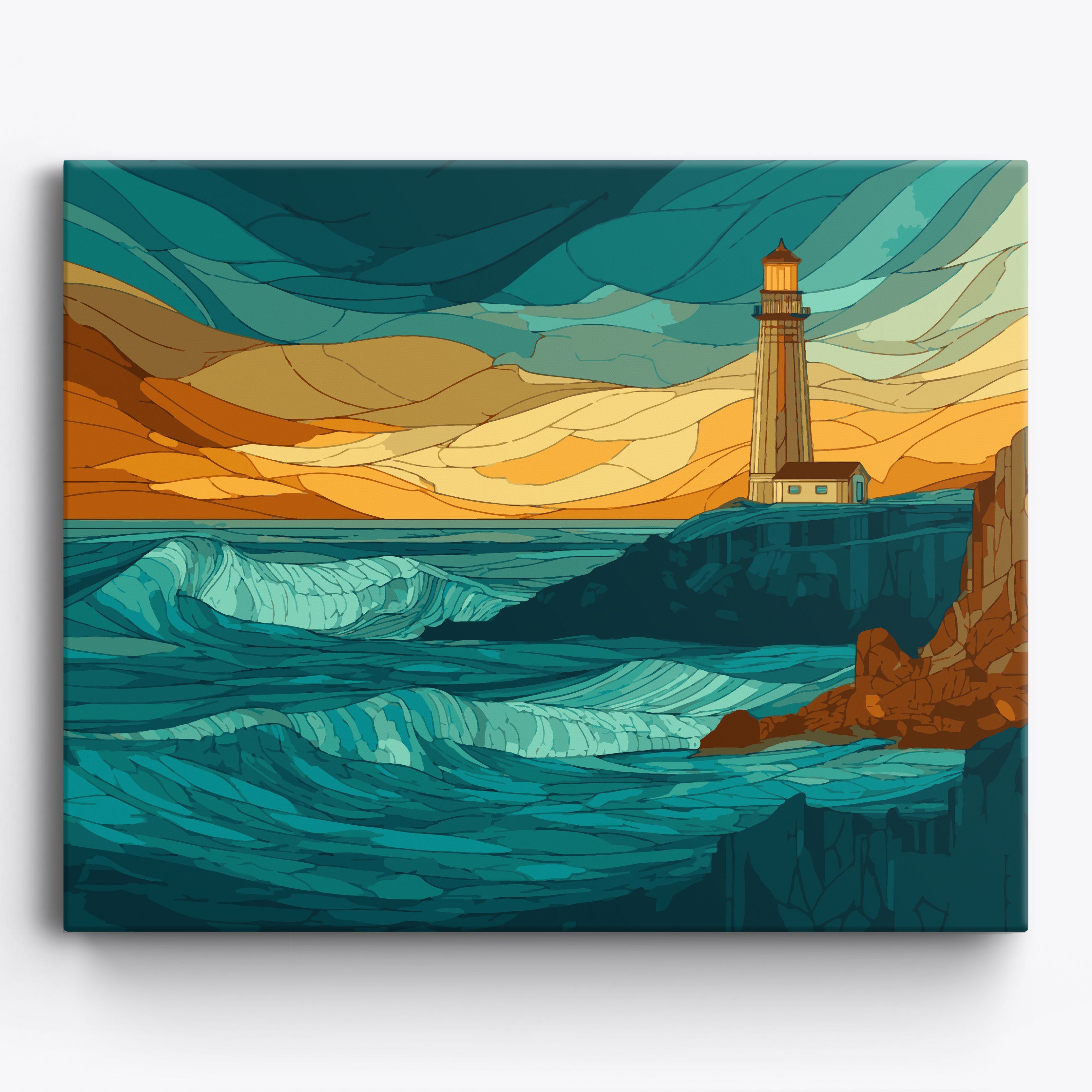 Geometric Lighthouse Framed / 50x40cm