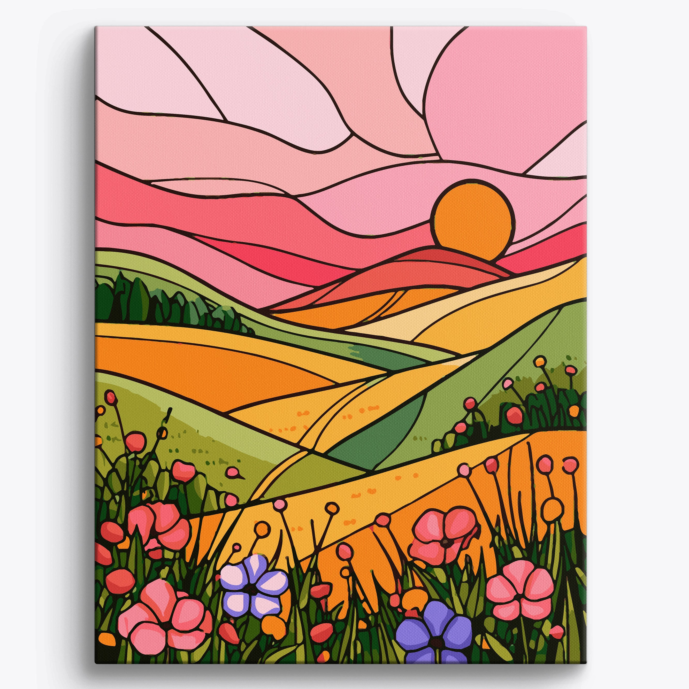 Abstract Pink Sunset Framed / 40x50cm