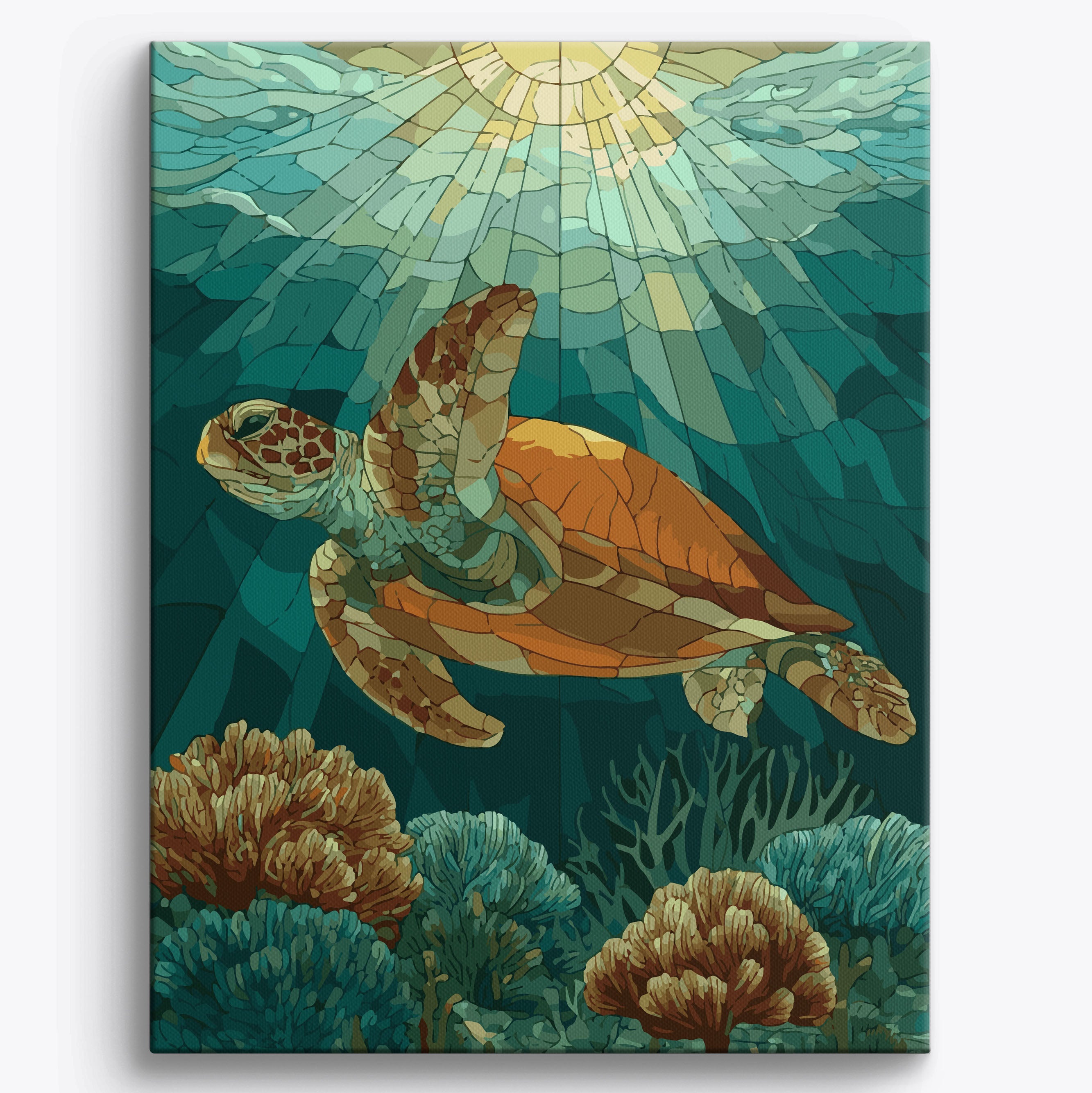 Stained Sea Turtle No Frame / 40x50cm