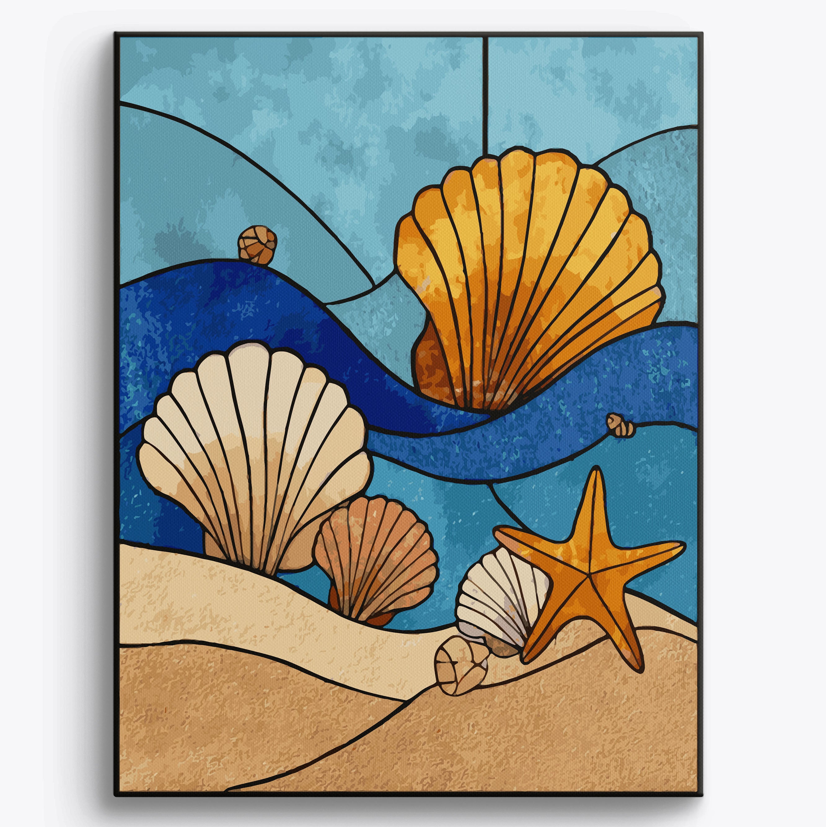 Stainedglass Seashells No Frame / 40x50cm
