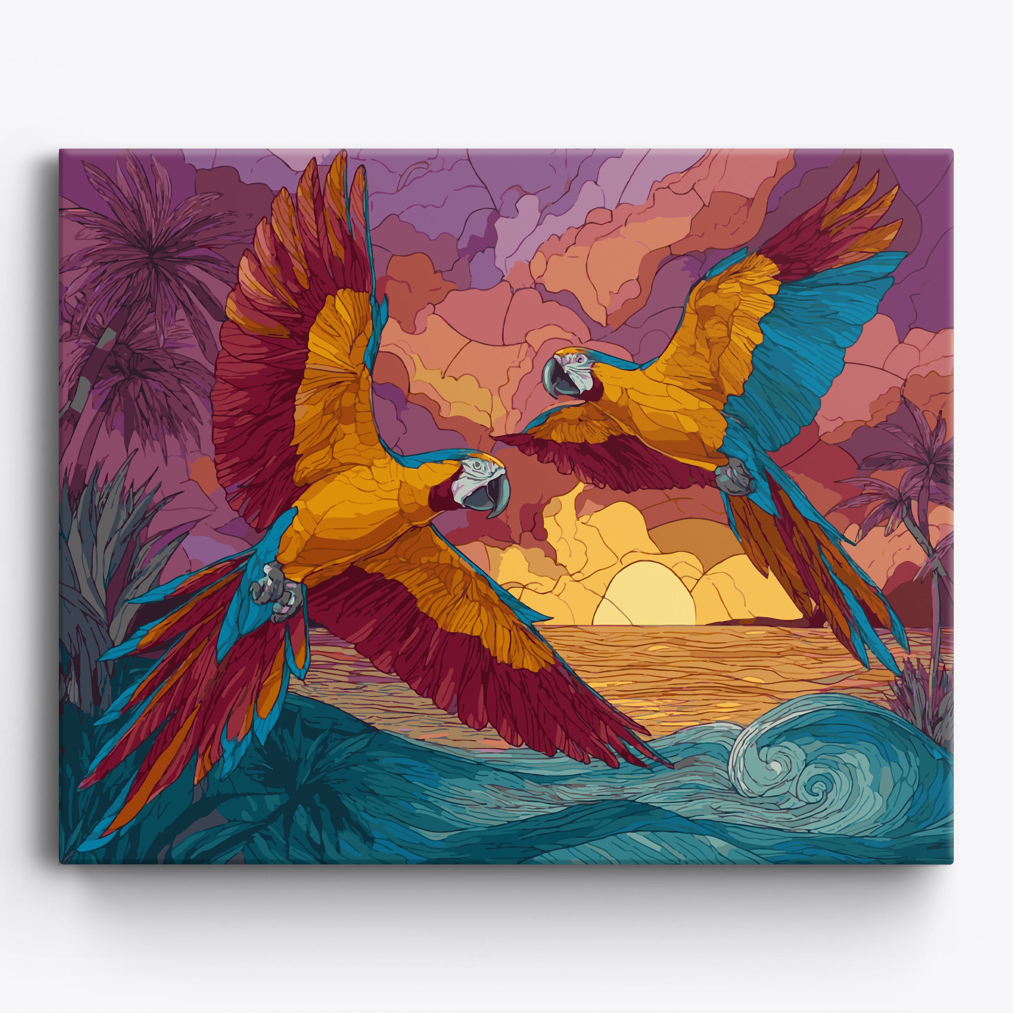 Twin Parrots No Frame / 50x40cm