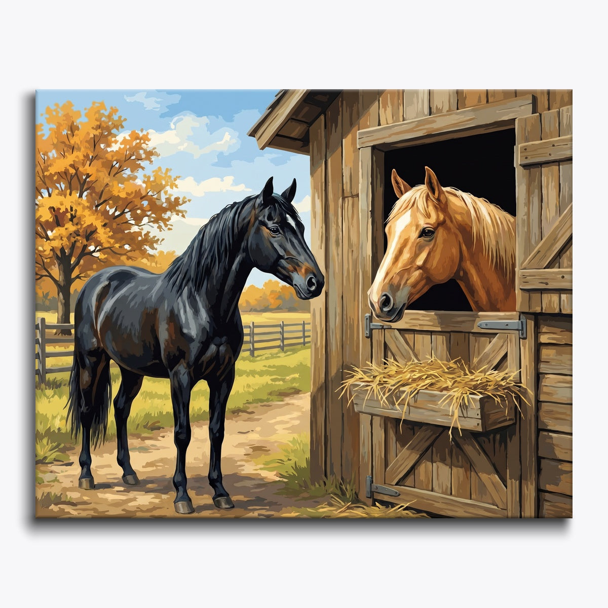 Barn Horses Scene