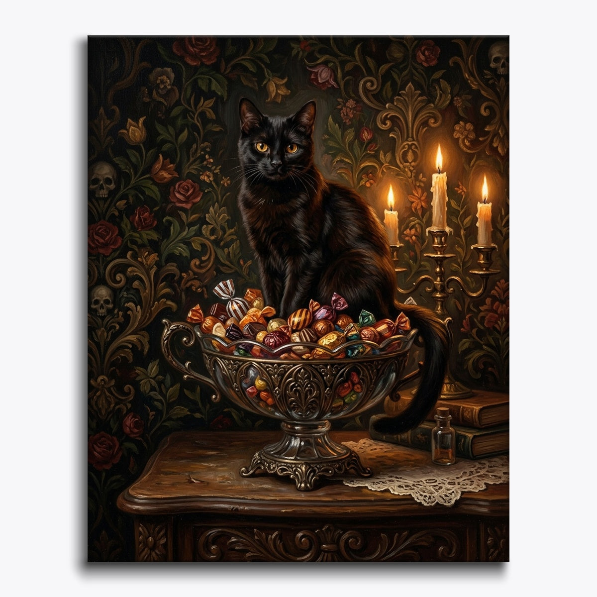 Black Cat On Candy Bowl