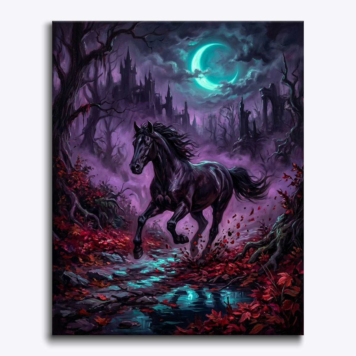 Galloping Horse In Violet Fog