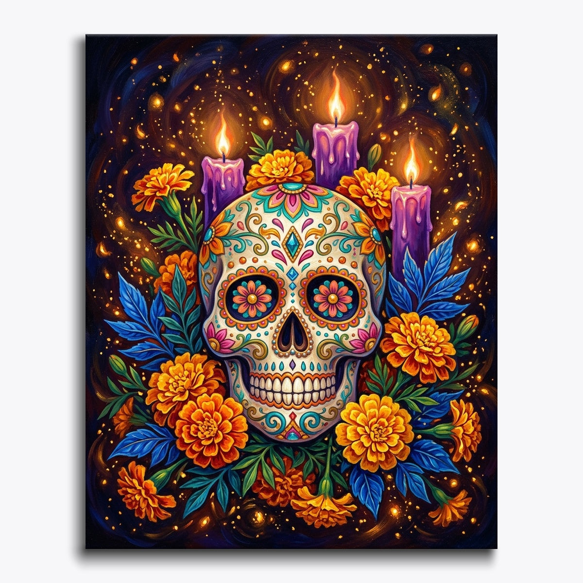 Sugar Skull With Marigolds