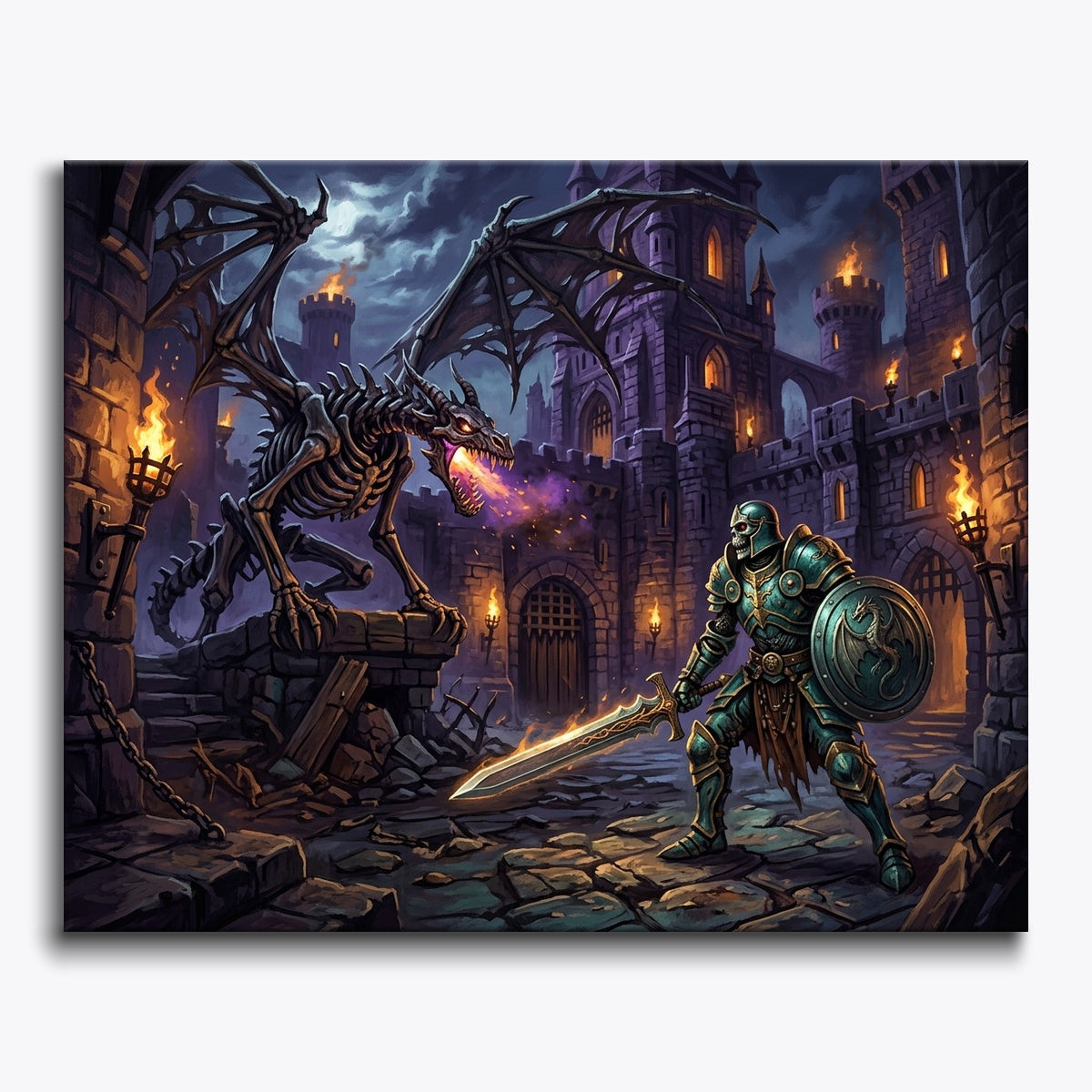 Knight Vs Dragon In Courtyard