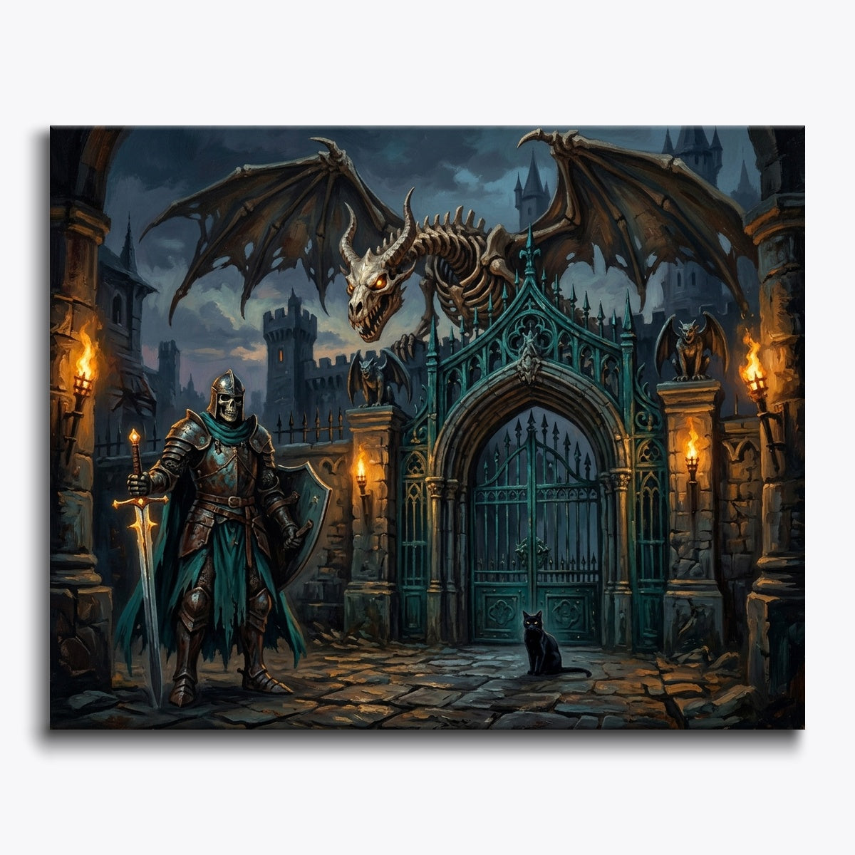 Knight And Dragon At Gate