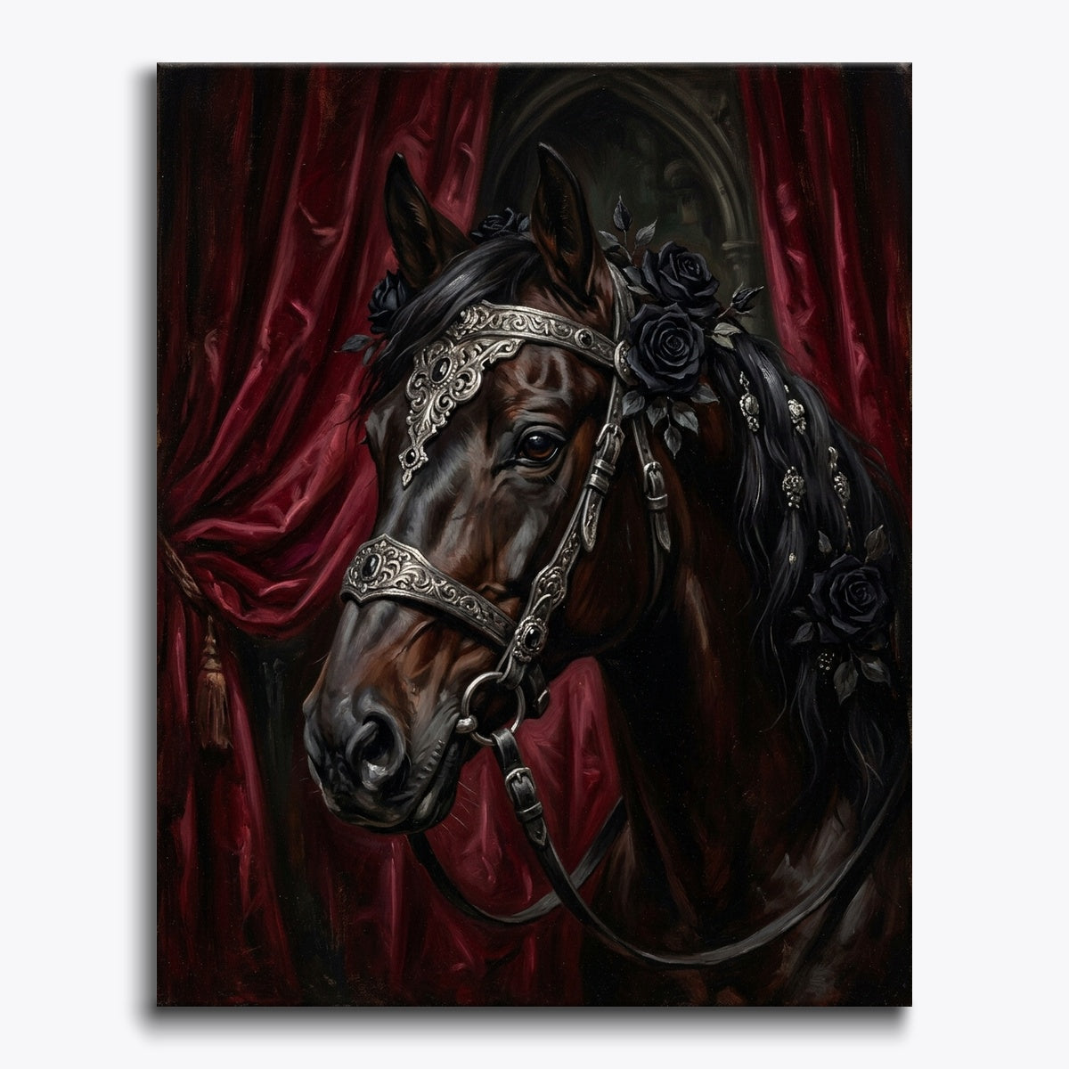 Dark Horse In Silver Tack