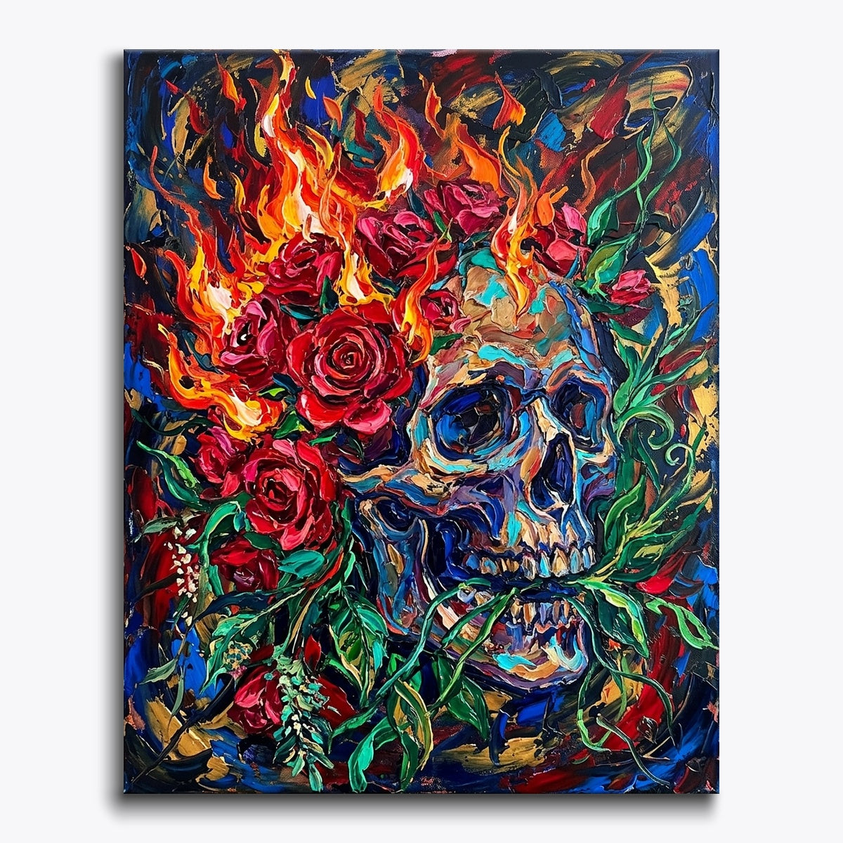Floral Flame Skull