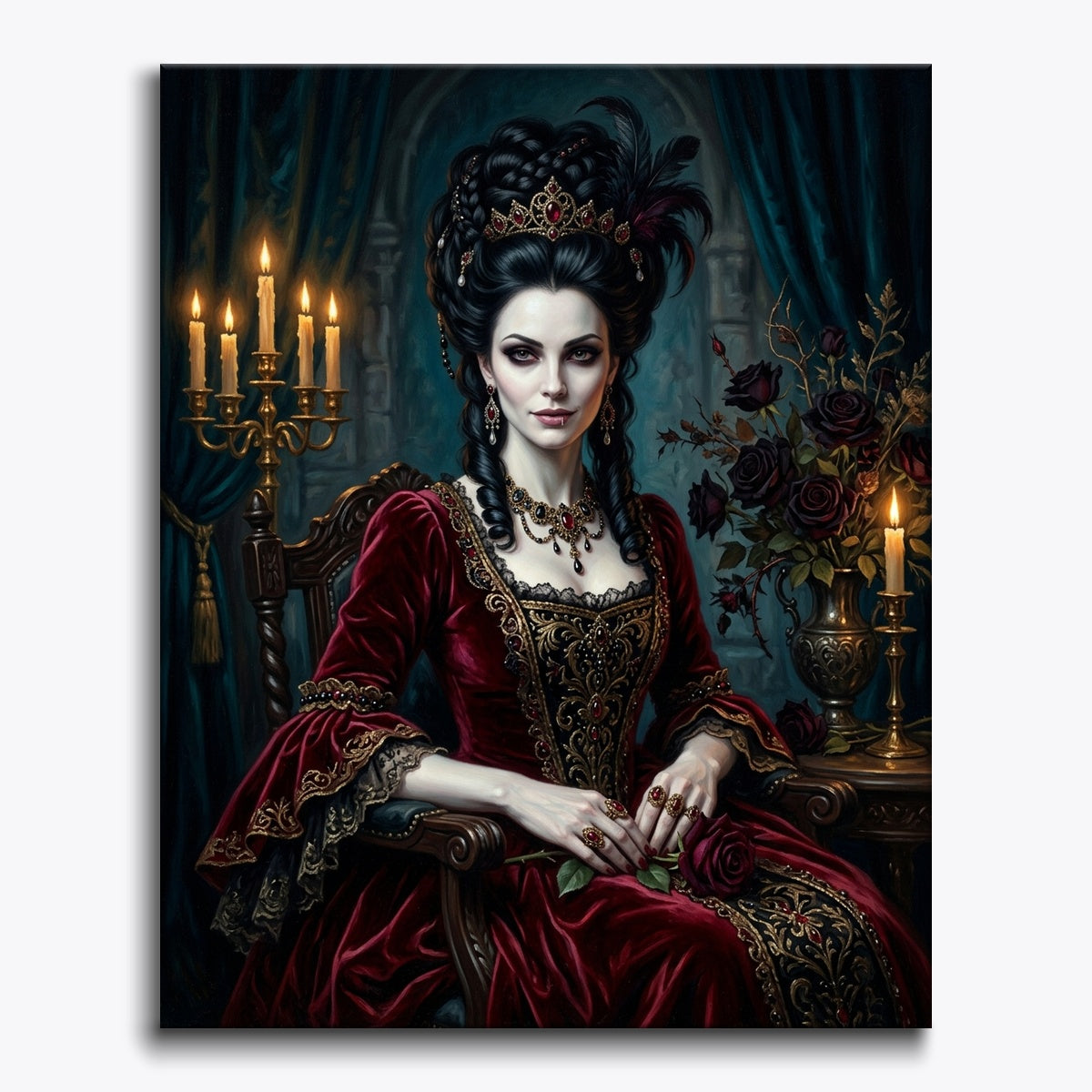 Vampire Countess In Ruby Gown