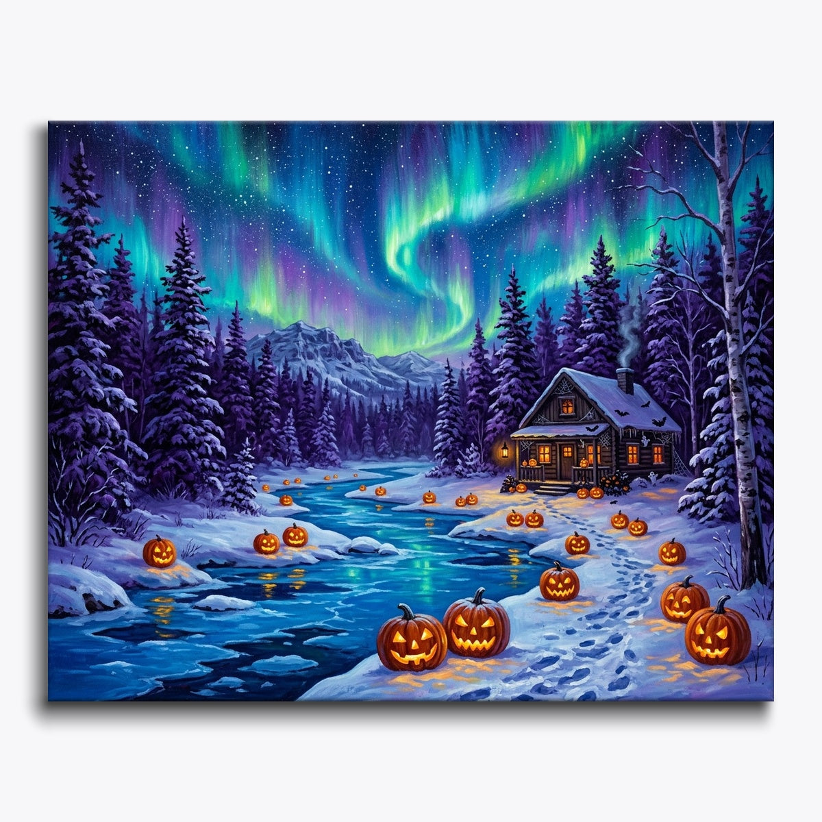 Frozen Forest Under Aurora