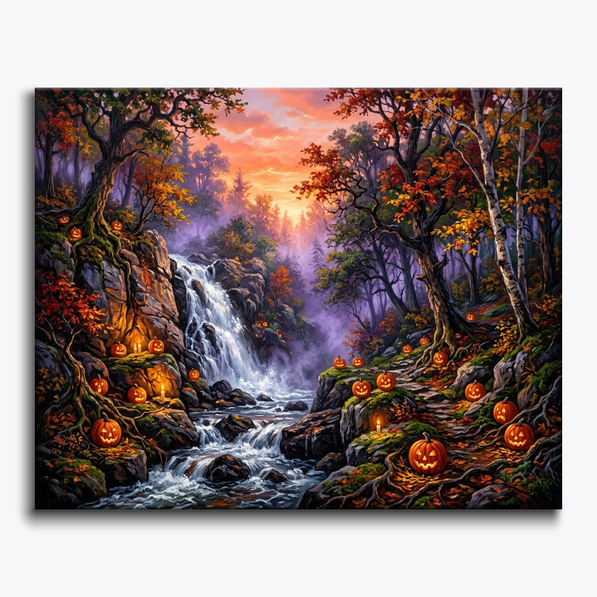 Waterfall In Halloween Forest