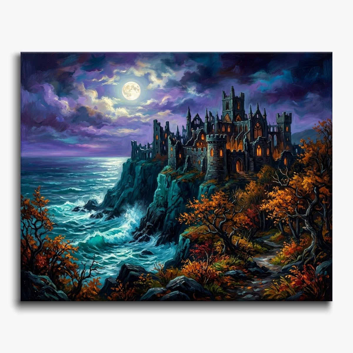 Ruined Abbey On Teal Cliff