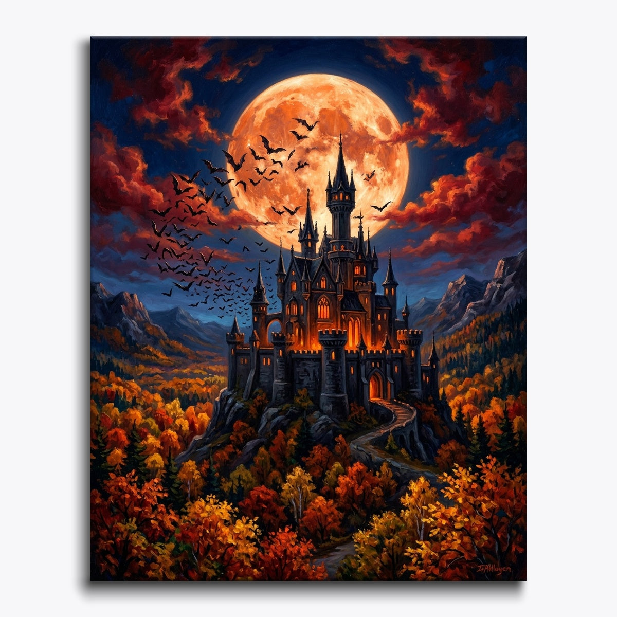 Bats Circling Gothic Castle