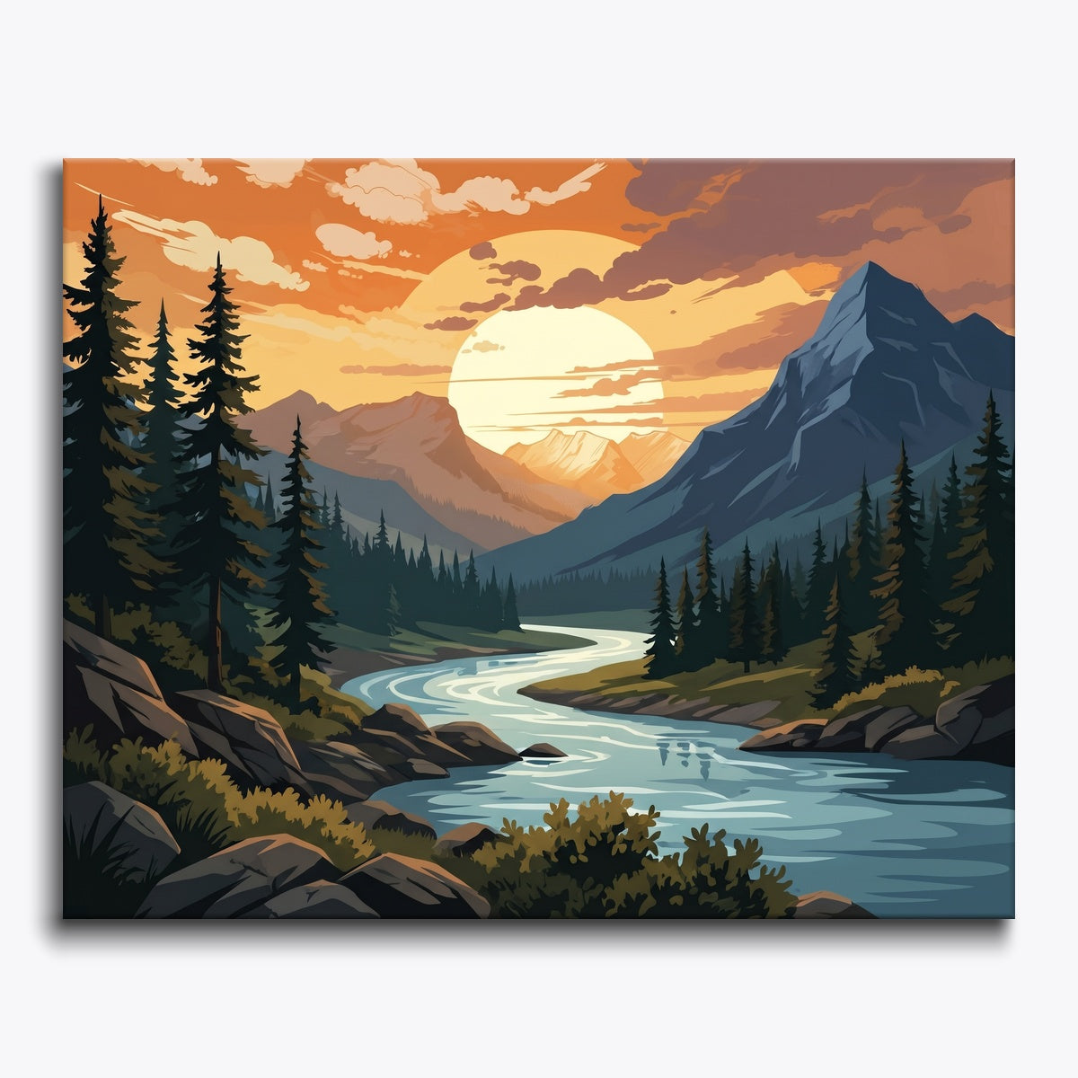 Mountain River Sunset