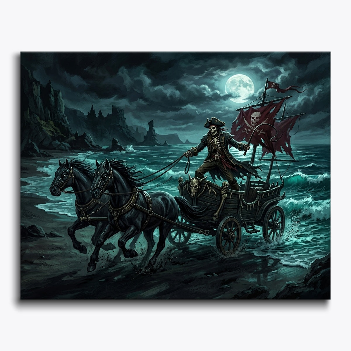 Skeleton Pirate Chariot On Beach