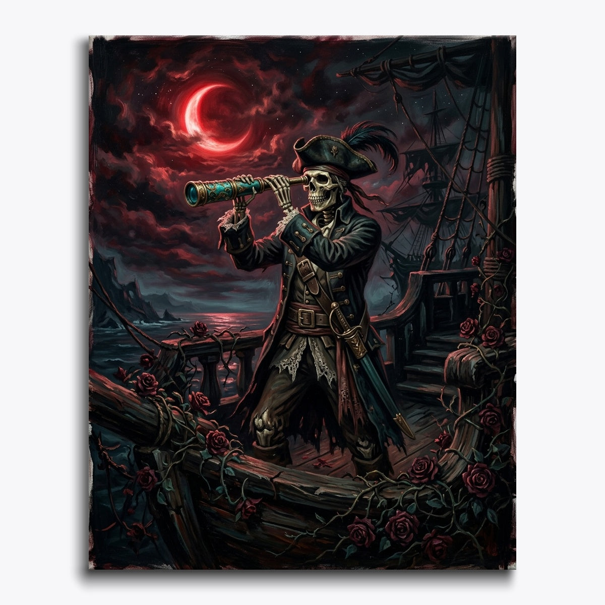 Skeleton Pirate With Teal Telescope