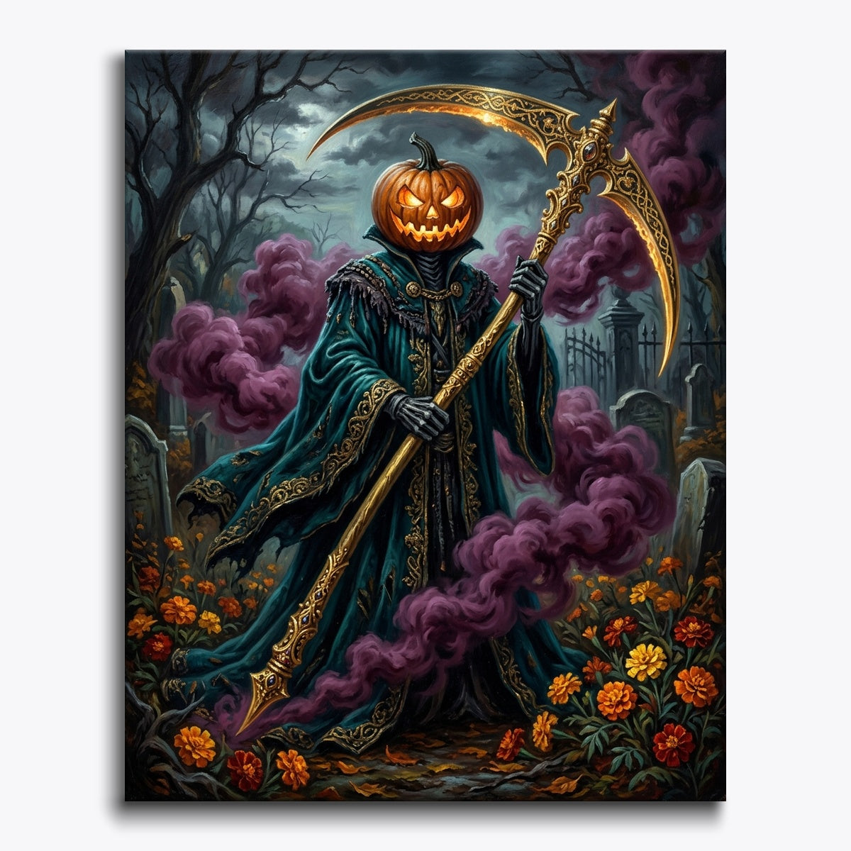 Pumpkin-Headed Reaper In Cloak
