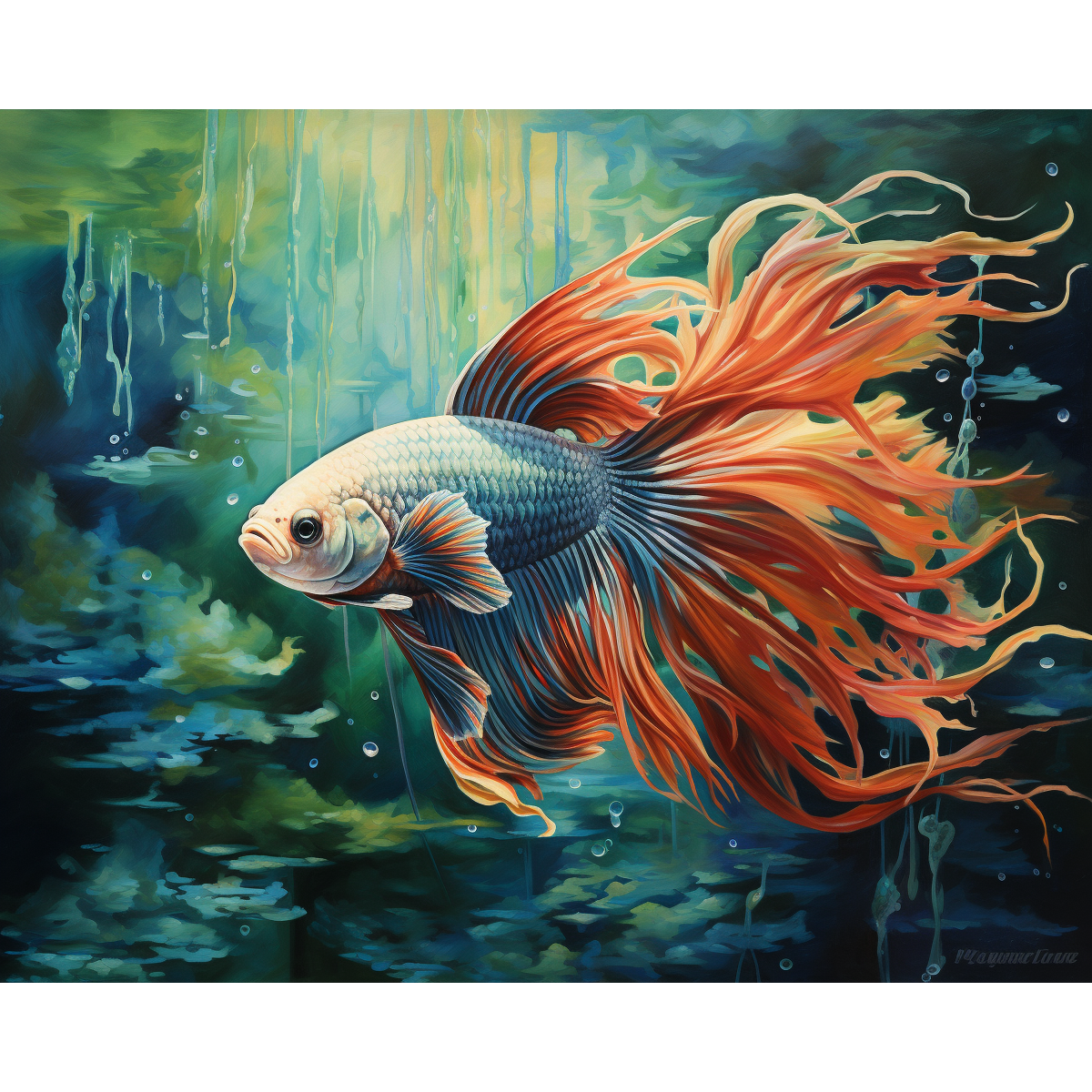 Peixe beta branco fantasma
