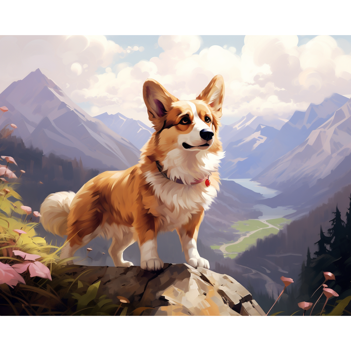 Herding Hues Corgi i canvas