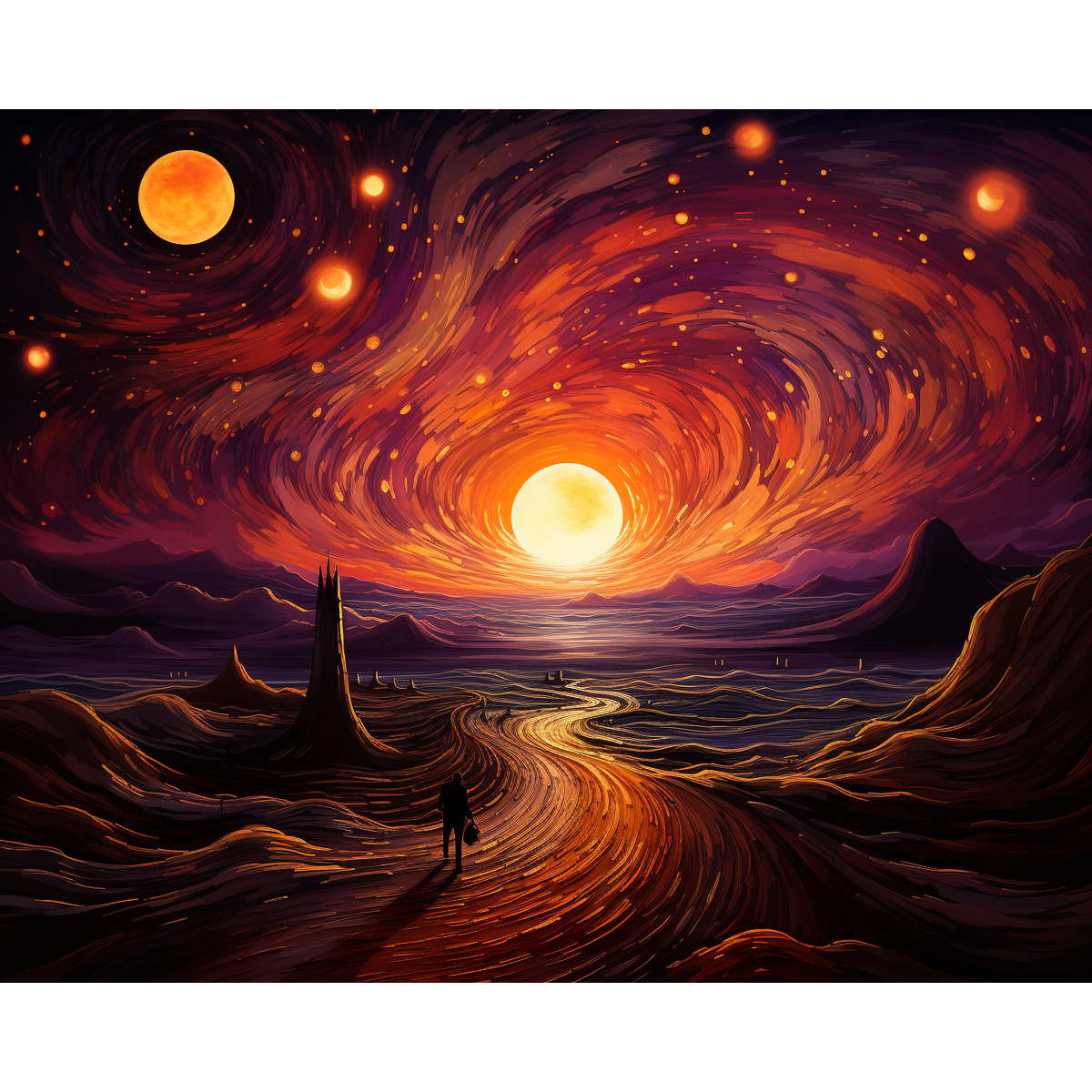 Coucher de soleil tourbillonnant